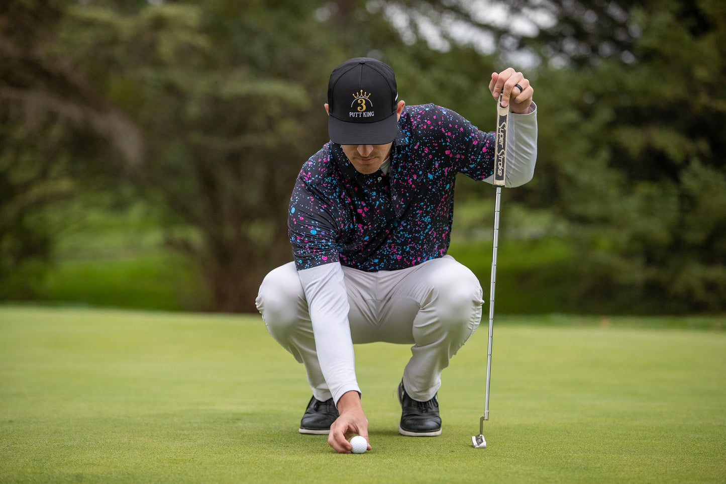 Paint Splatter Polo Black - The Golf Guys Online