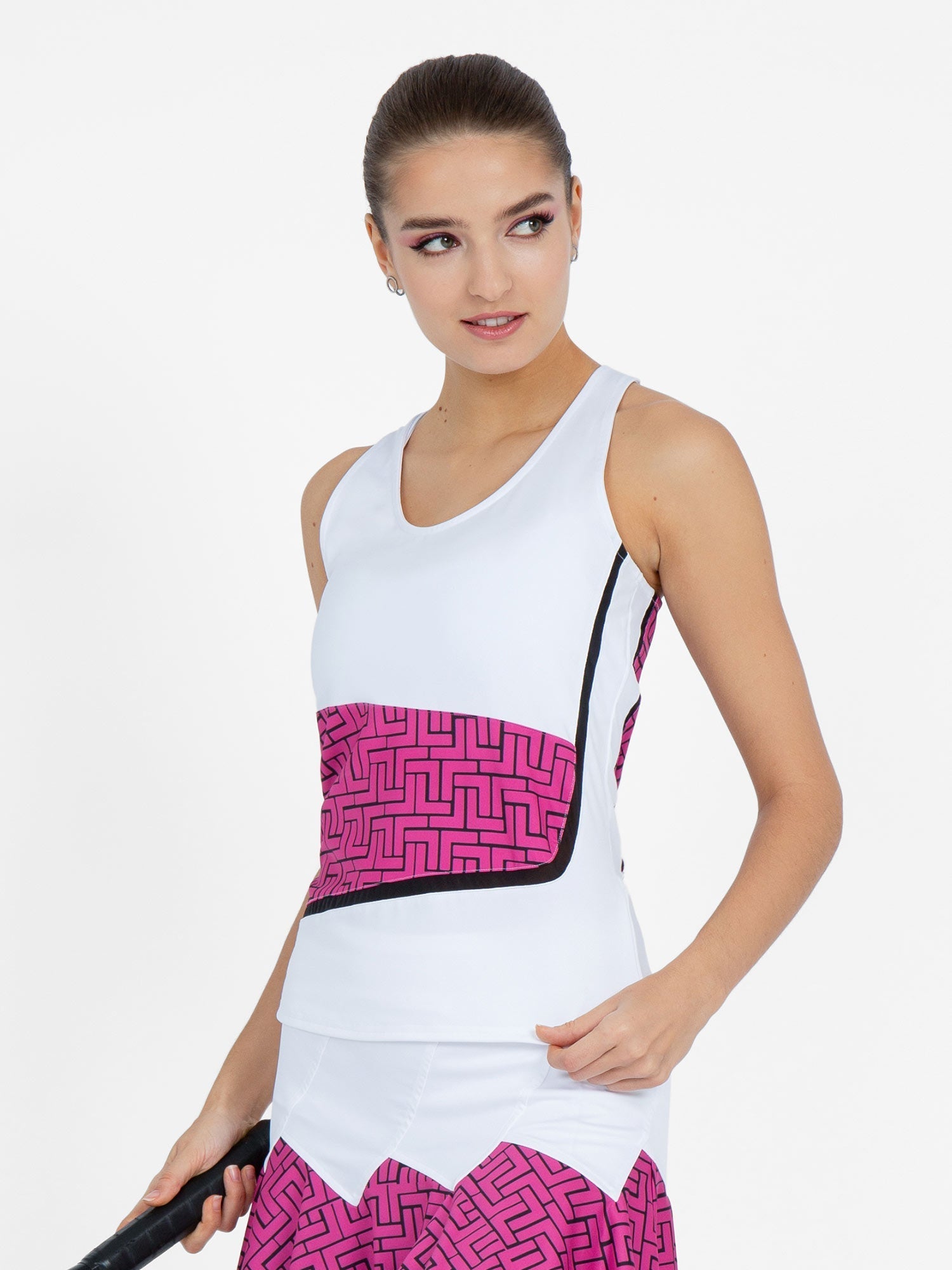 Baseline Tank - White/Pink Tessel - The Golf Guys Online