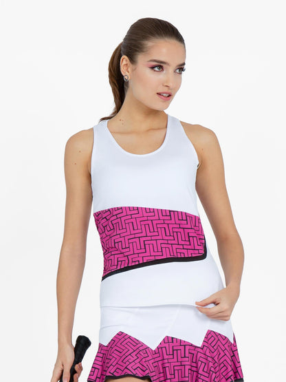 Baseline Tank - White/Pink Tessel - The Golf Guys Online
