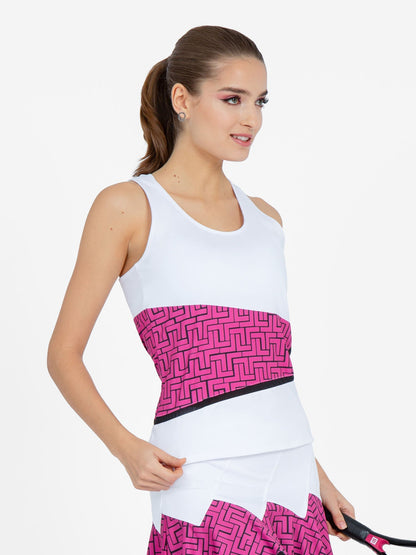 Baseline Tank - White/Pink Tessel - The Golf Guys Online