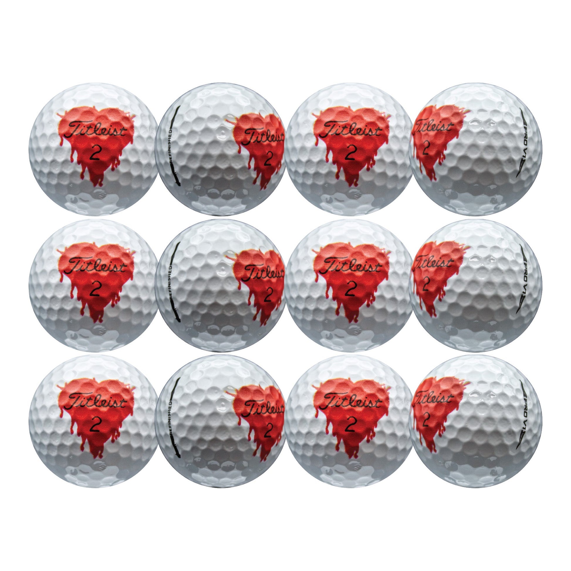 Refurbished Titleist Pro V1 Bleeding Hearts Golf Balls