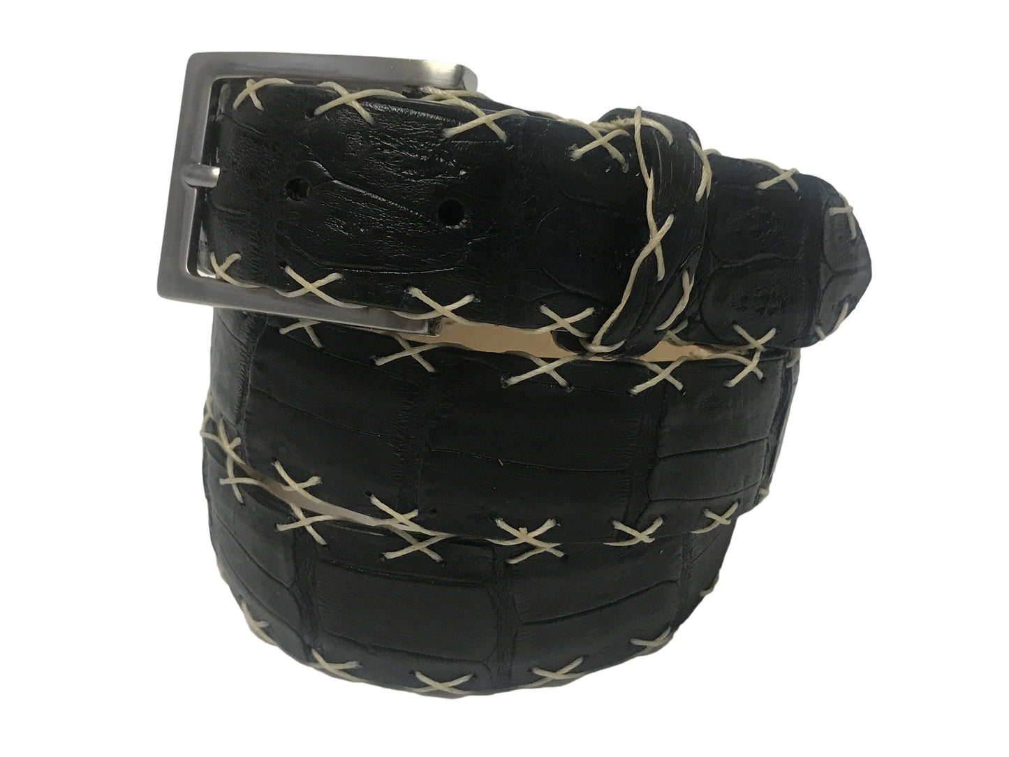 Caiman Skin Cross Stitch Belt Black - The Golf Guys Online