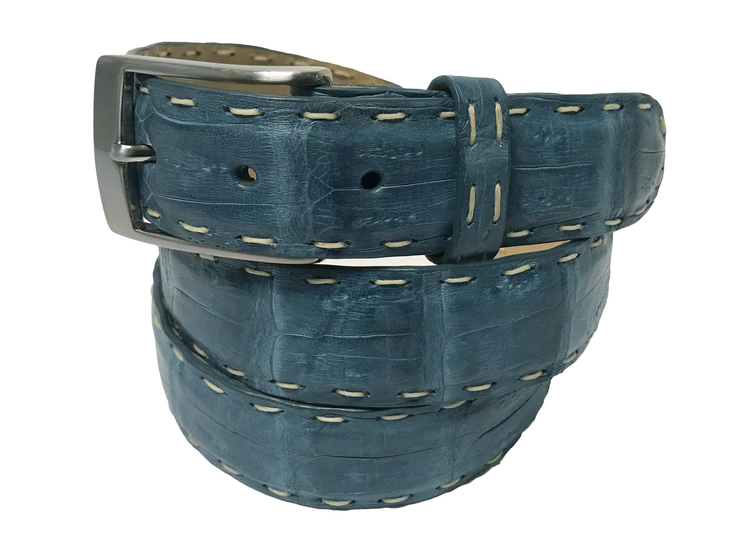 Caiman Skin Pick Stitch Belt Turquoise - The Golf Guys Online