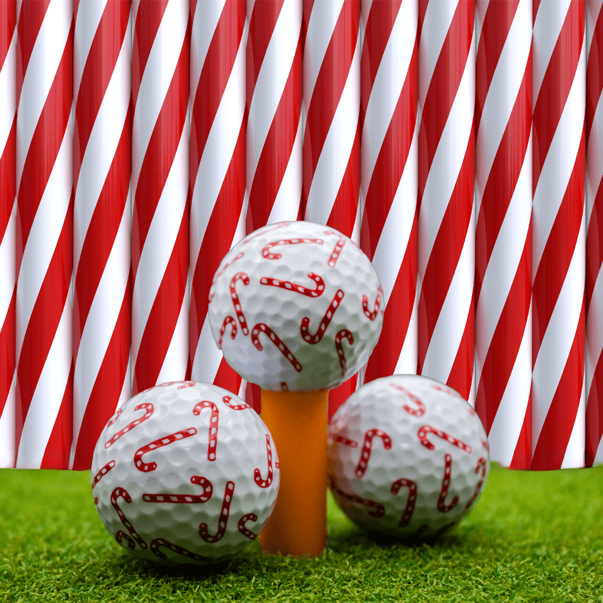 New Novelty Christmas Candy Cane Golf Balls