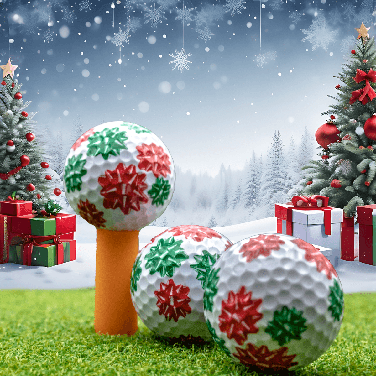 New Novelty Christmas Bows Golf Balls