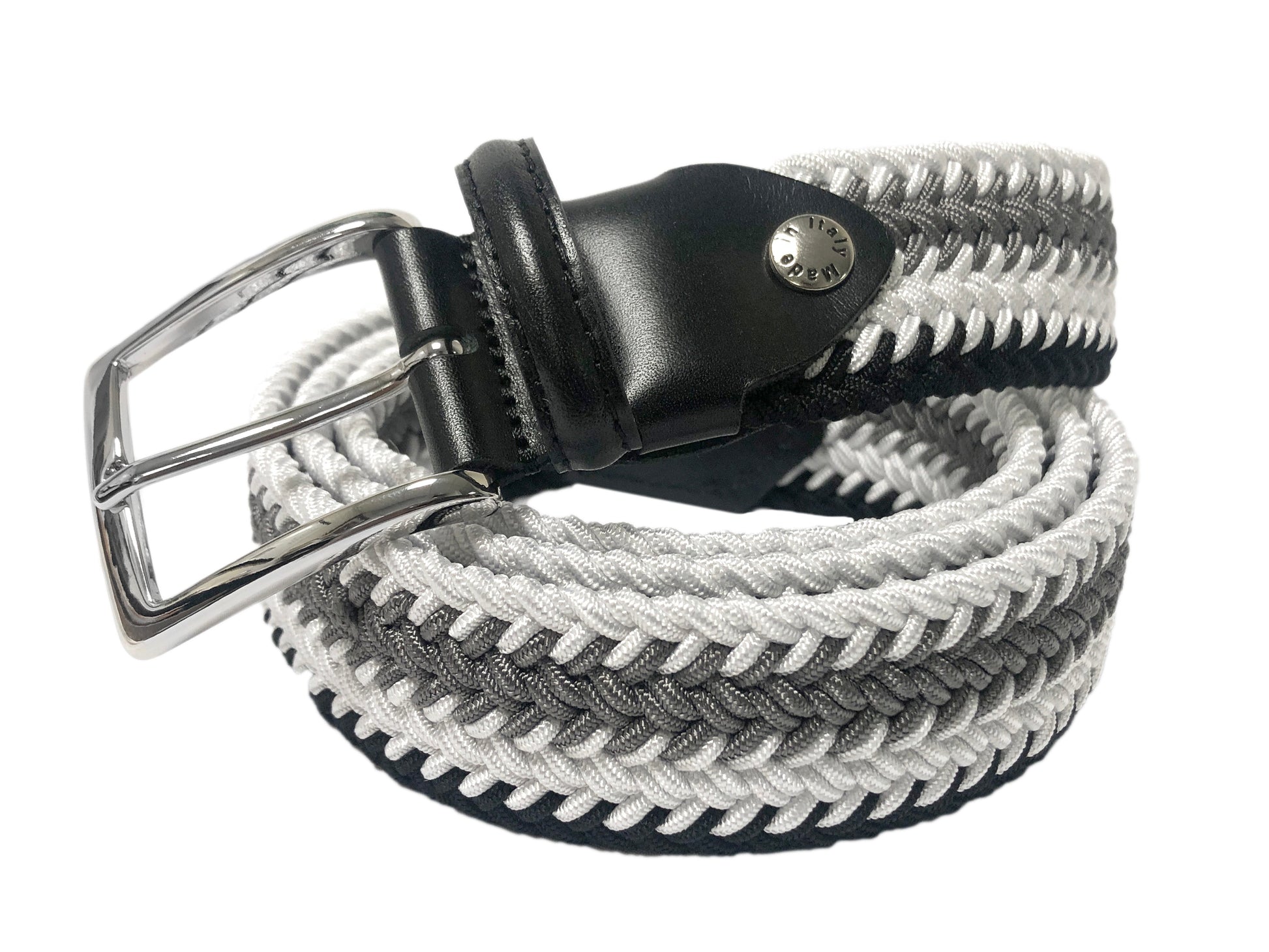 Cotton Stretch Belt Monochrome Stripes - The Golf Guys Online