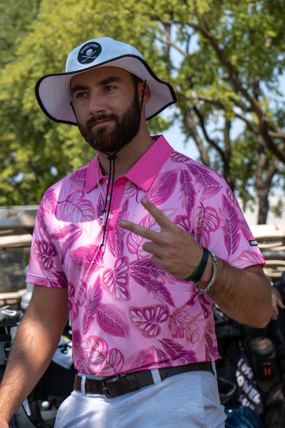 Pink Floral Polo - The Golf Guys Online