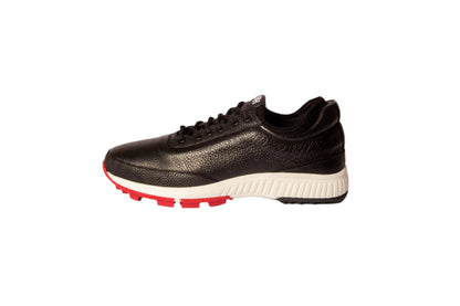 W&H Ace - Deerskin Men's Golf Shoes in Black & Red