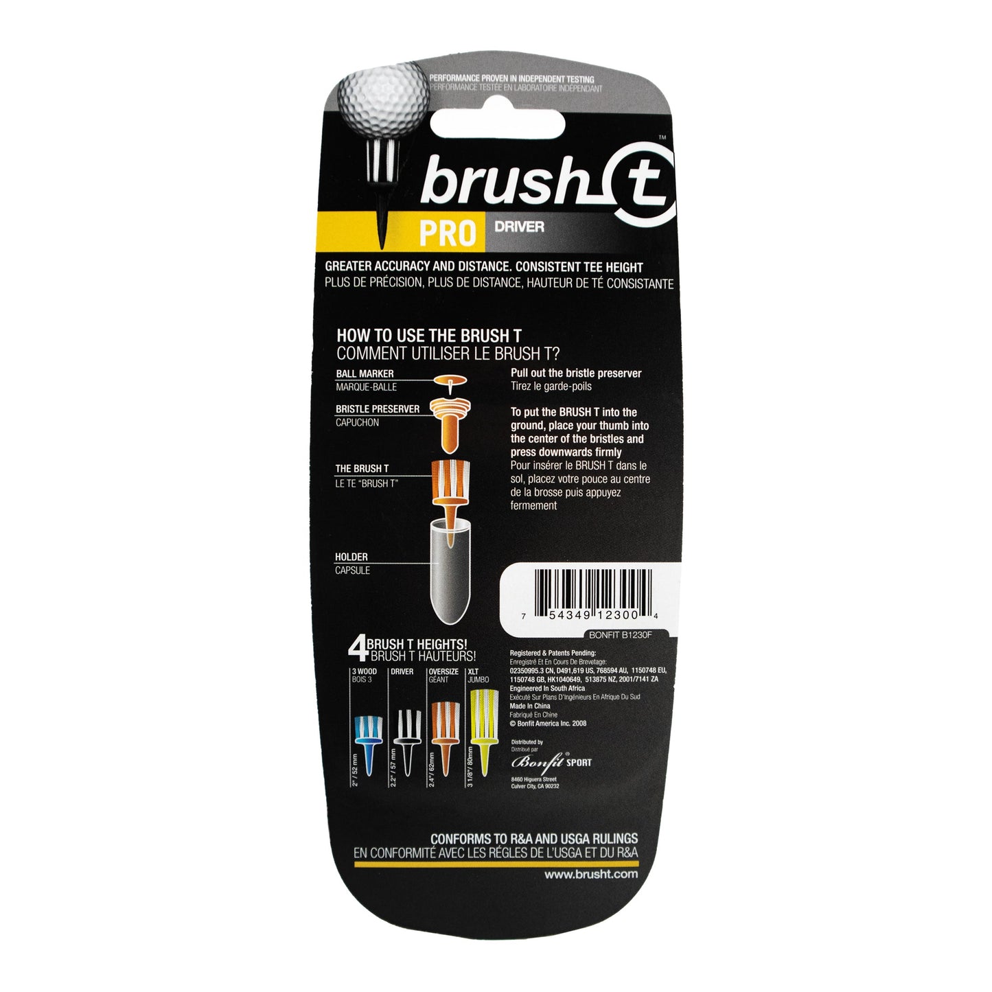 Driver, Premium Plastic Golf Tees, Black, (3 Pack)