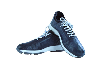 W&H Eagle - Ostrich Skin Golf Shoes for Men in Blue with Gray Soles