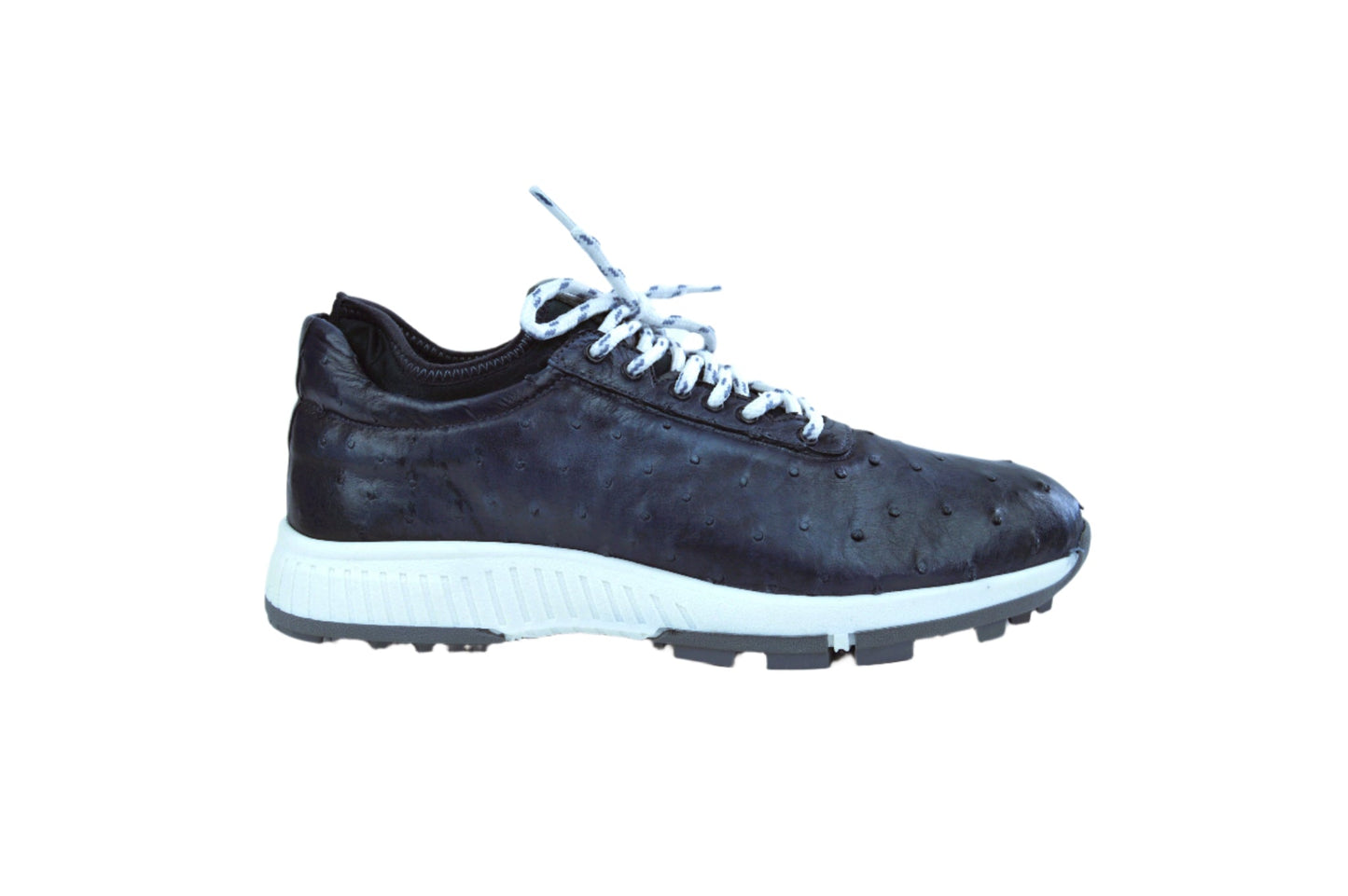 W&H Eagle - Ostrich Skin Golf Shoes for Men in Blue with Gray Soles