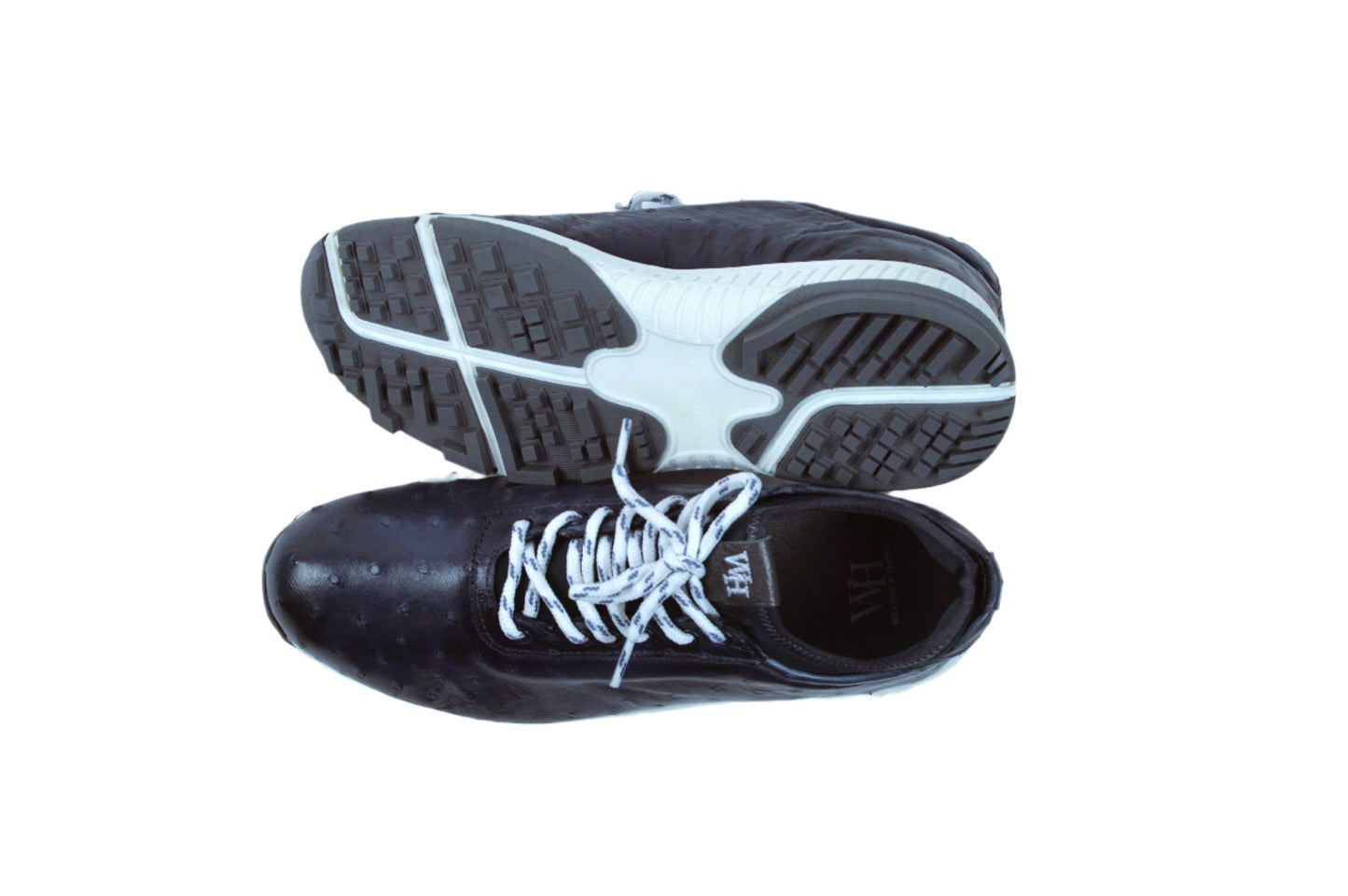 W&H Eagle - Ostrich Skin Golf Shoes for Men in Blue with Gray Soles