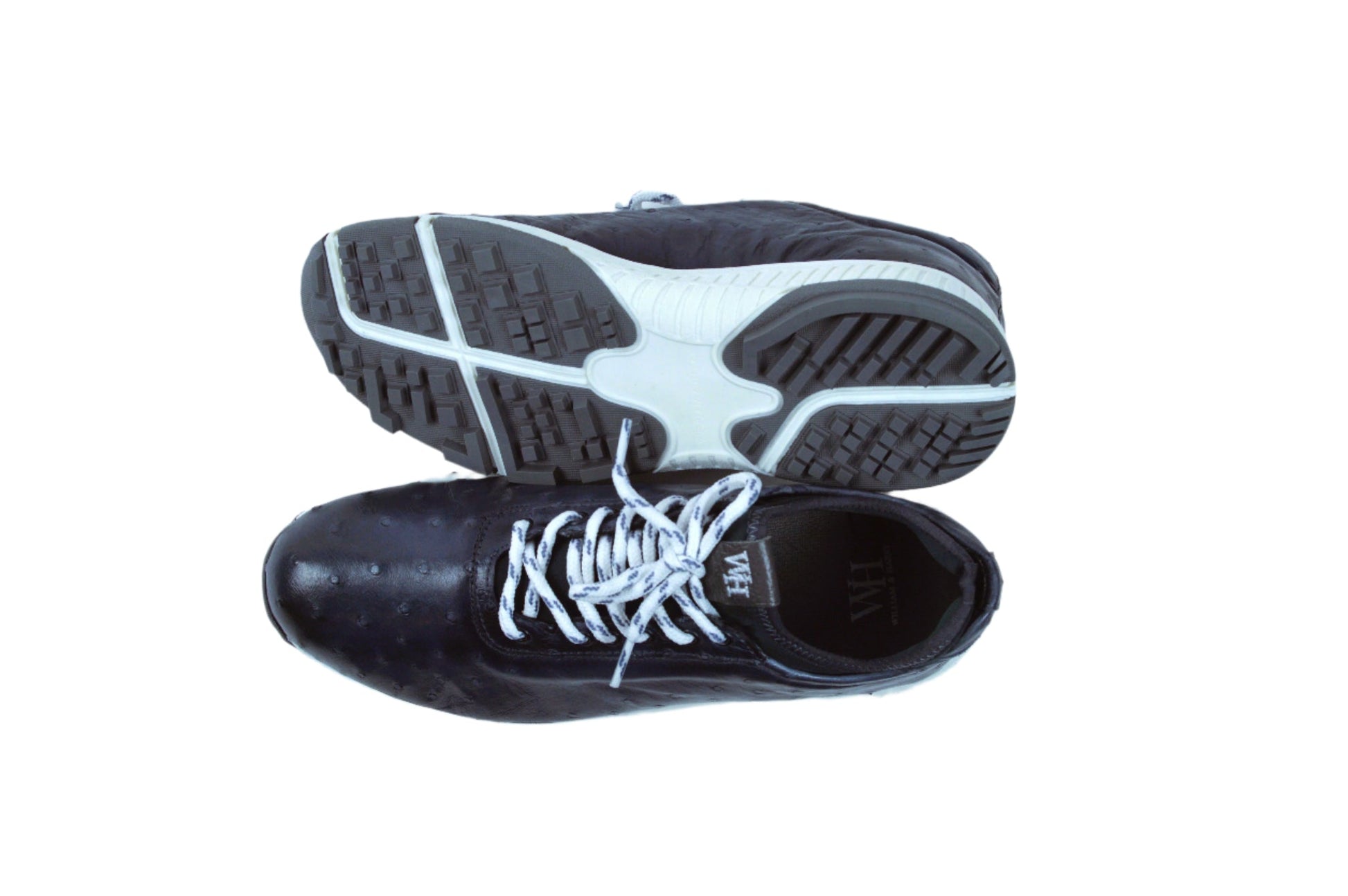 W&H Eagle - Ostrich Skin Golf Shoes for Men in Blue with Gray Soles