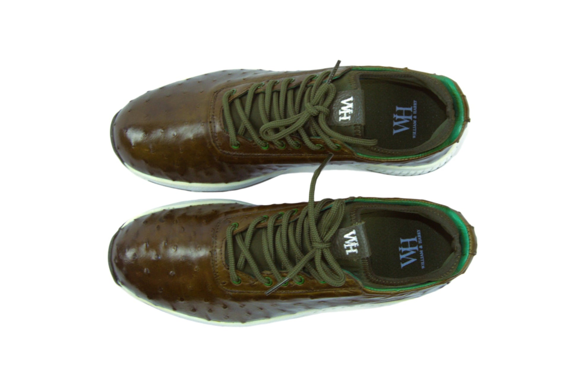 W&H Eagle - Ostrich Skin Men's Golf Shoes in Olive