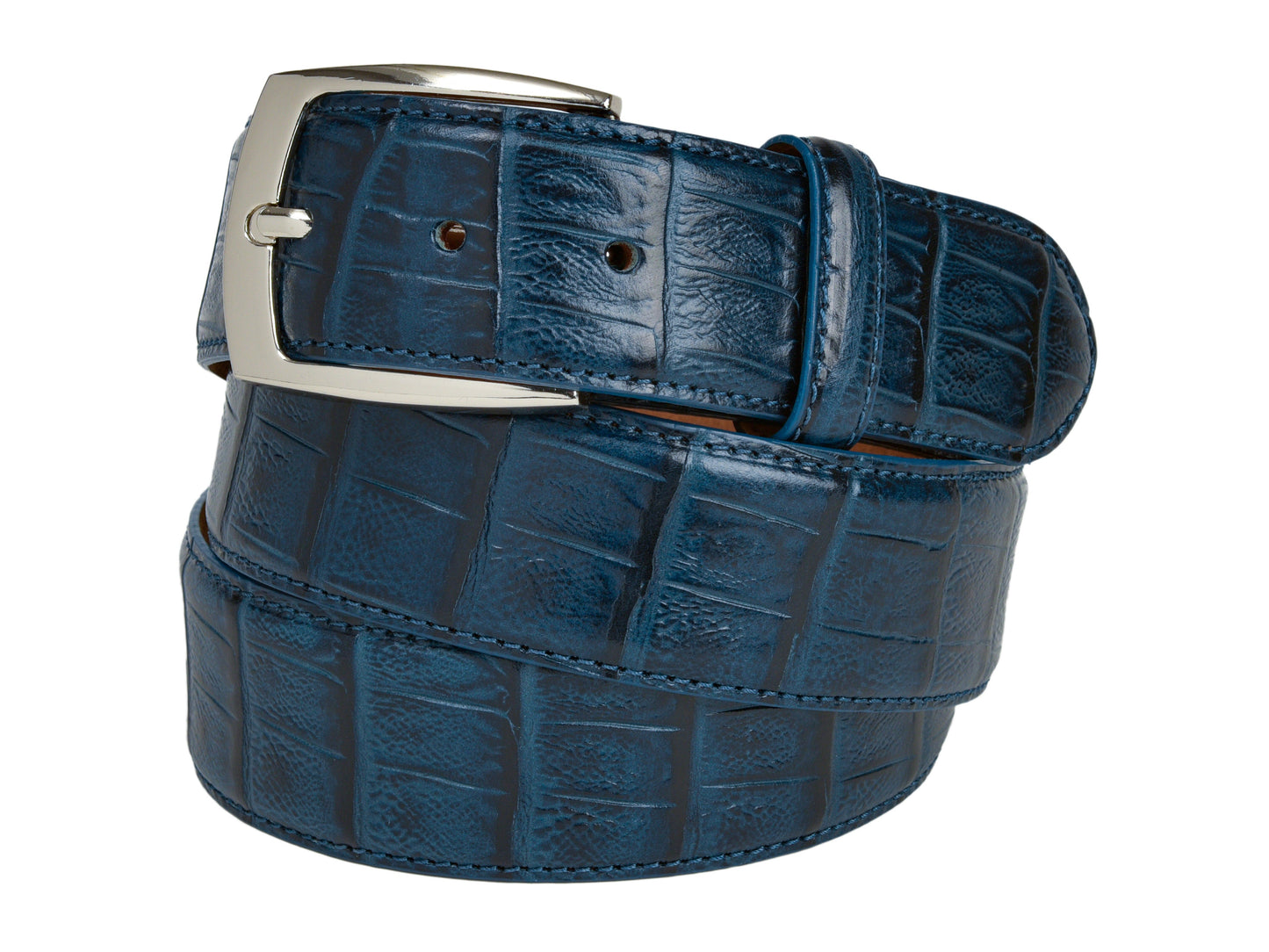 Calf Skin Alligator Embossed Belt Navy - The Golf Guys Online