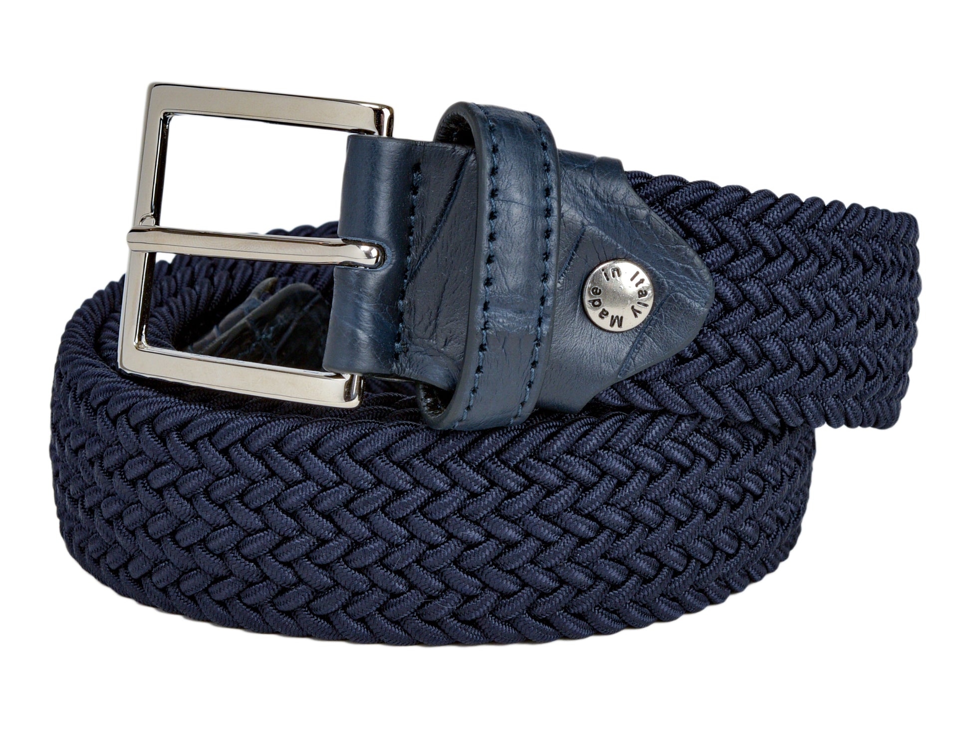 Cotton Stretch Belt Crocodile Tab Solid Navy - The Golf Guys Online