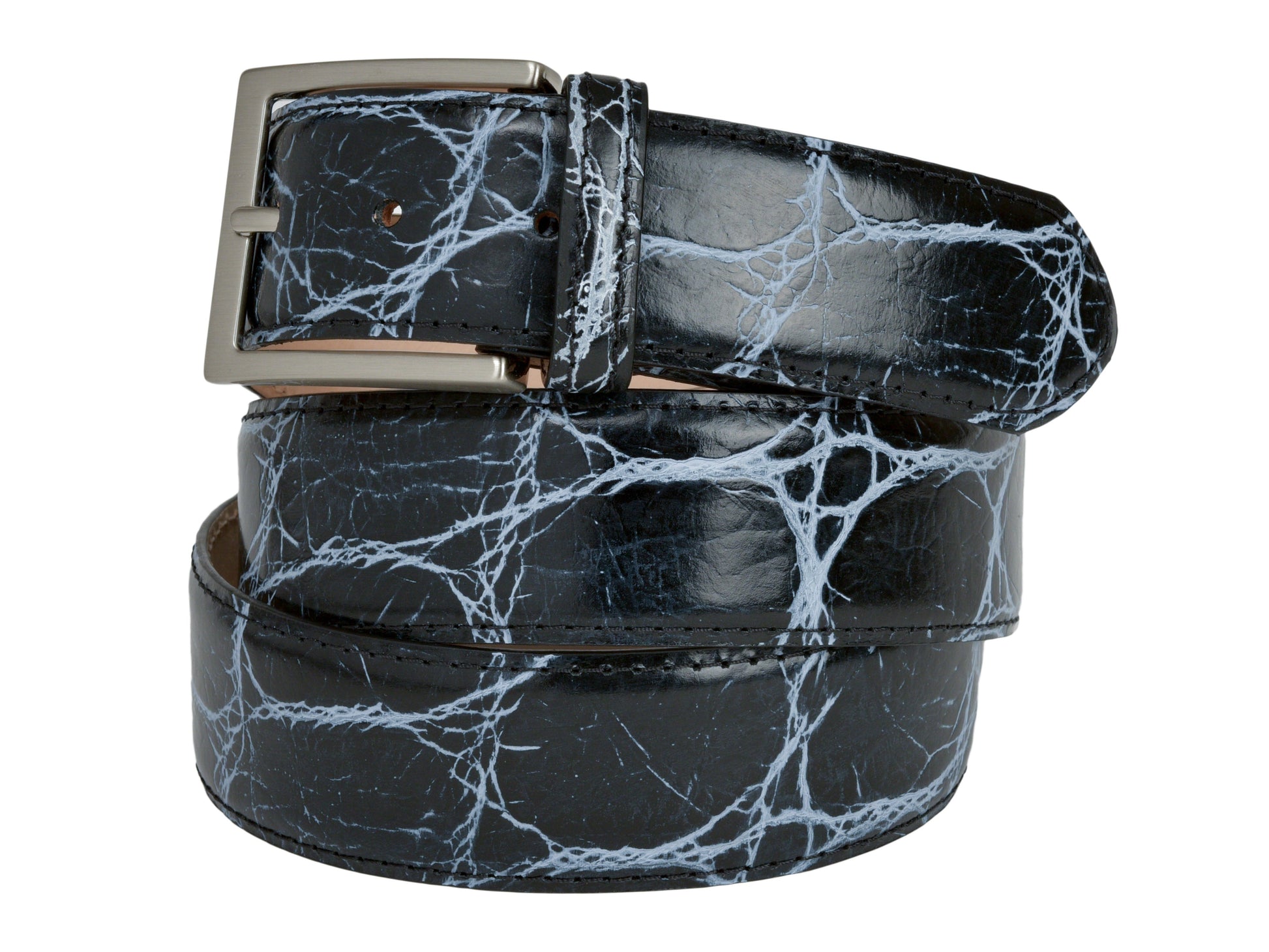 Limited Edition Calf Skin Alligator Embossed Belt Black/Silver-Gray - The Golf Guys Online