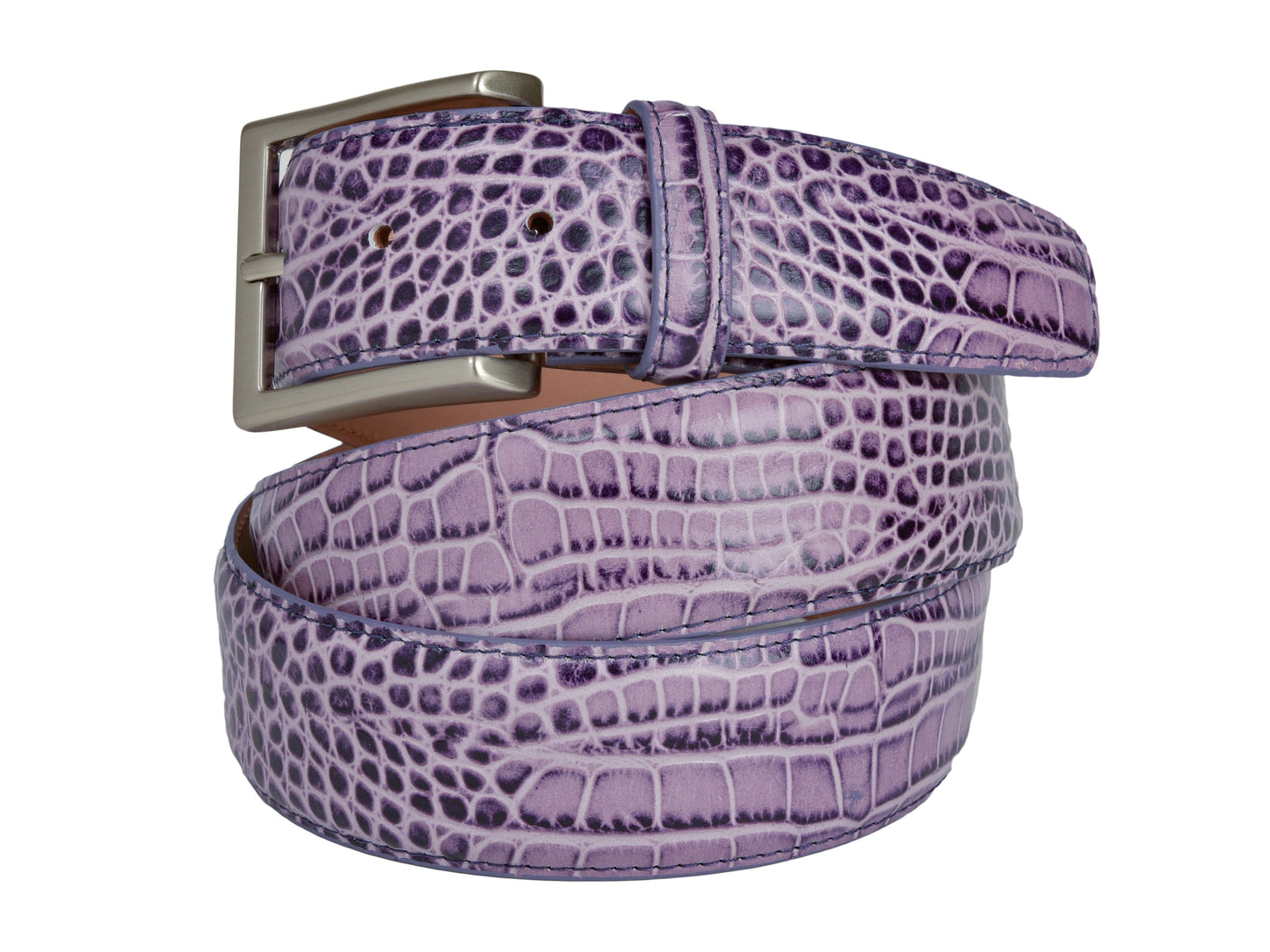 Limited Edition Calf Skin Alligator Embossed Belt Purple - The Golf Guys Online