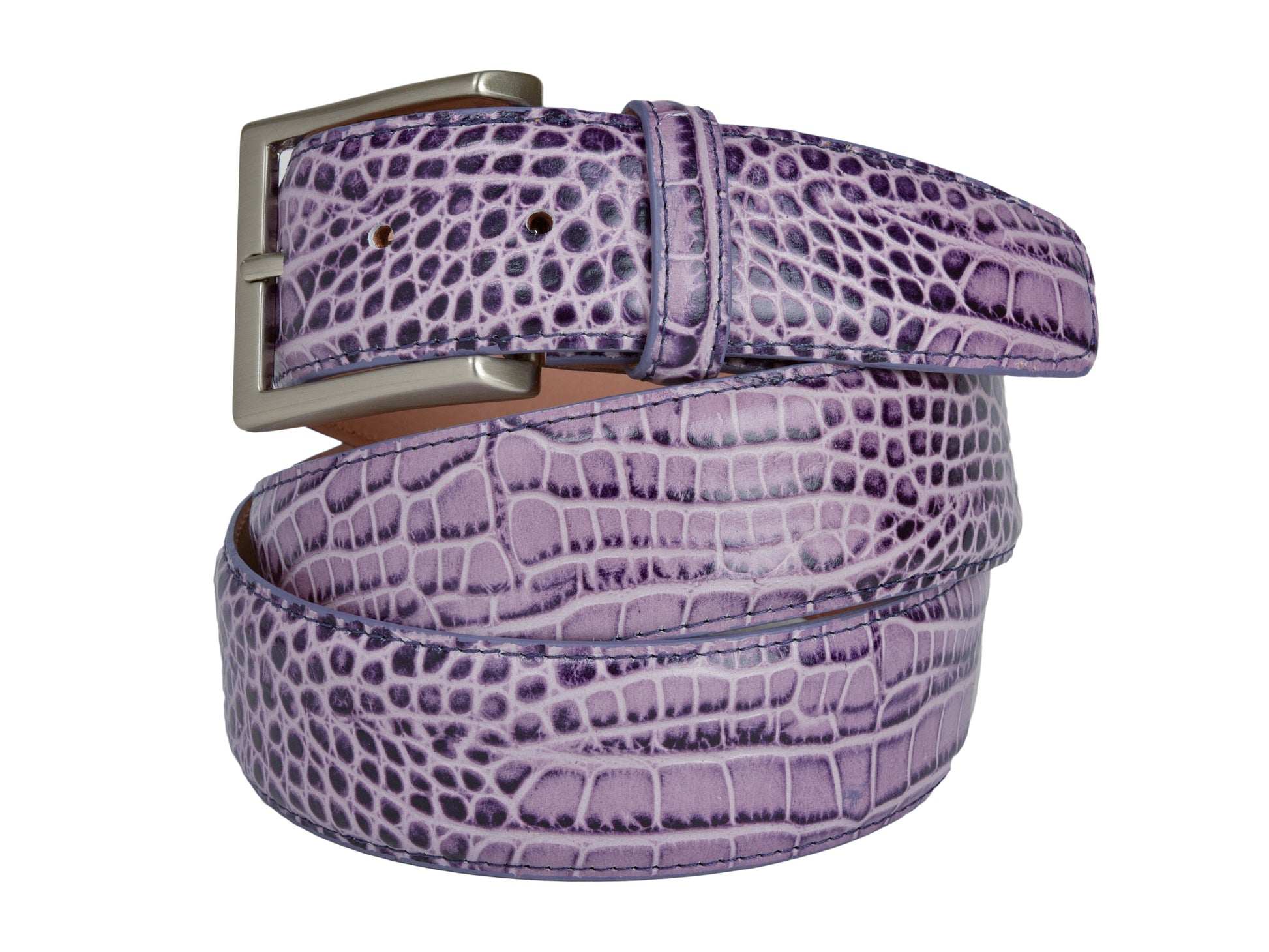 Limited Edition Calf Skin Alligator Embossed Belt Purple - The Golf Guys Online