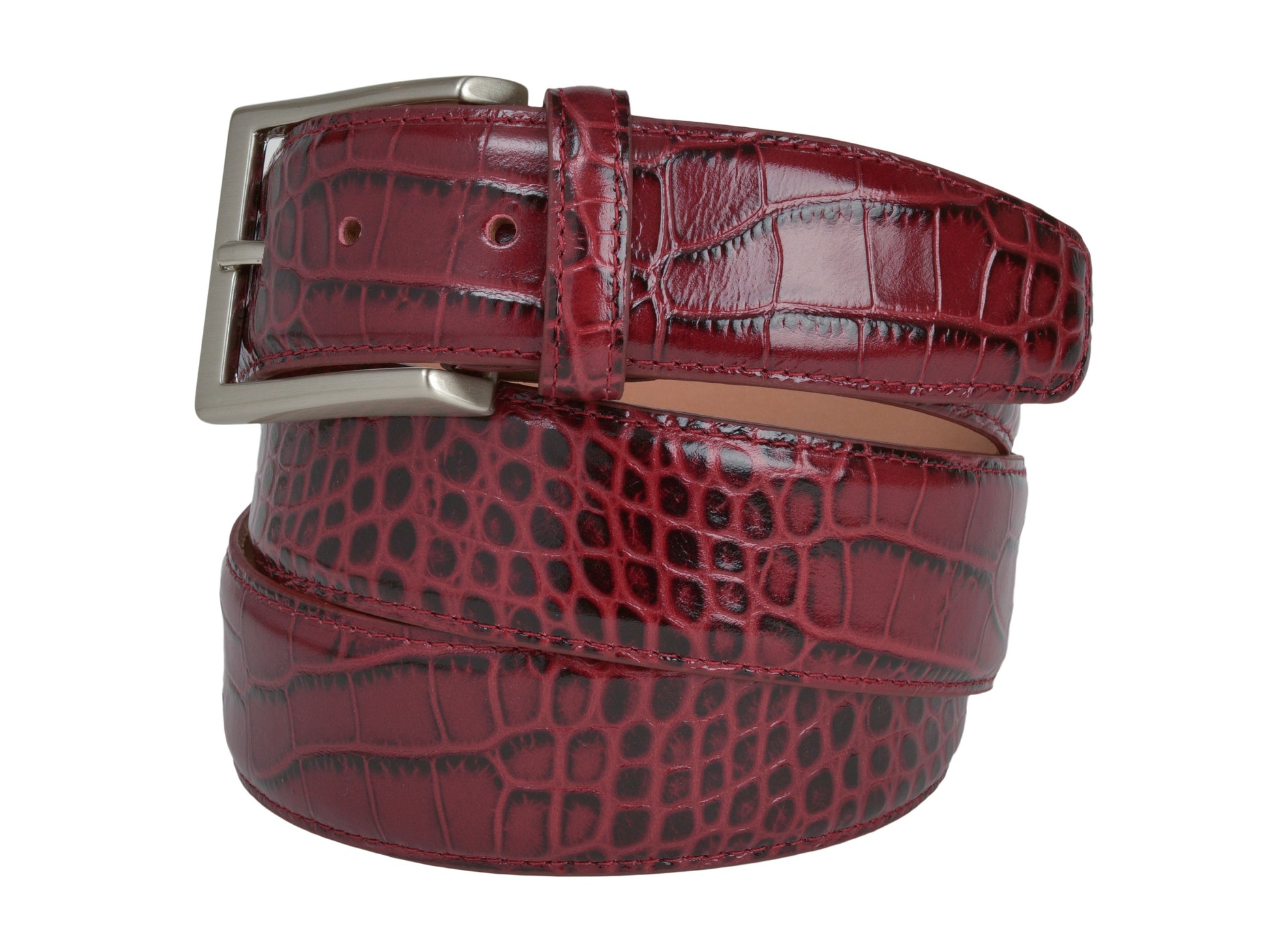 Limited Edition Calf Skin Alligator Embossed Belt Red/Black - The Golf Guys Online