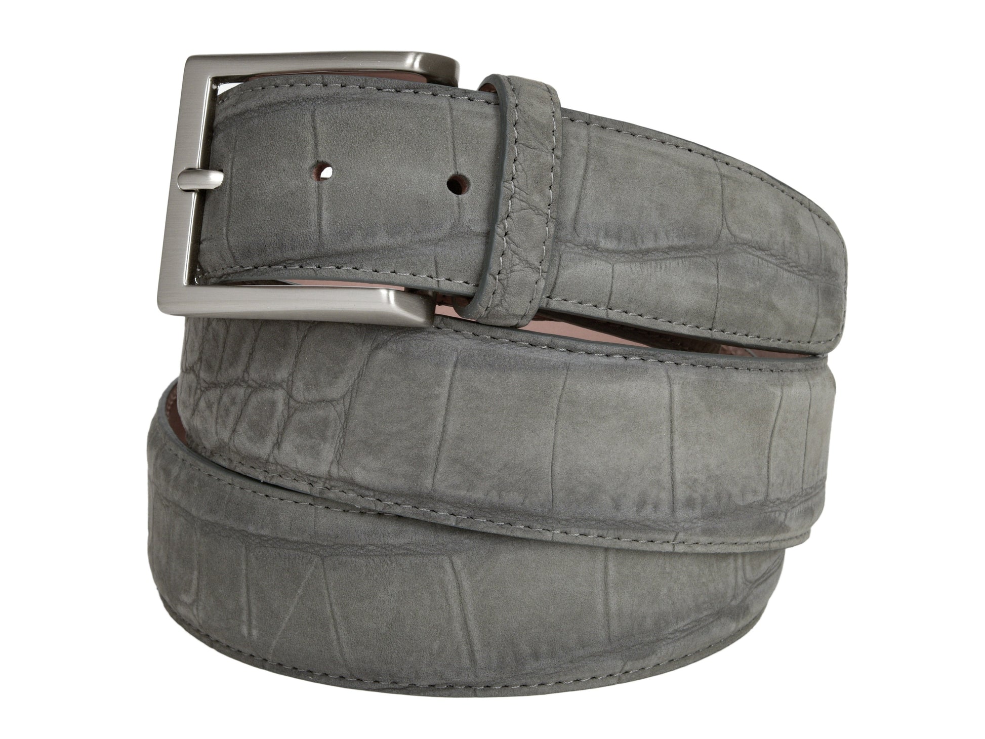Limited Edition Calf Skin Alligator Embossed Suede Belt Gray - The Golf Guys Online