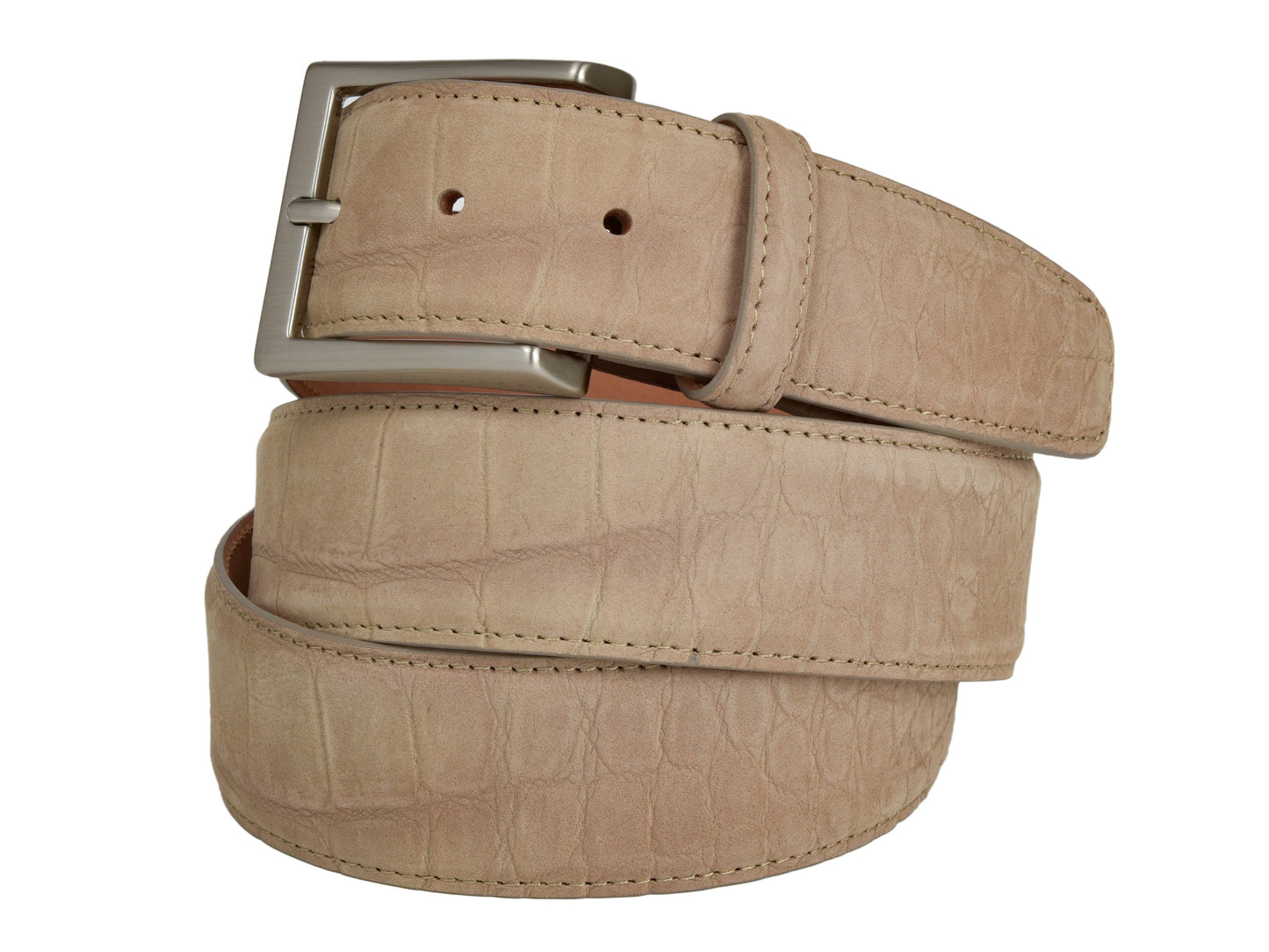 Limited Edition Calf Skin Alligator Embossed Suede Belt Tan - The Golf Guys Online