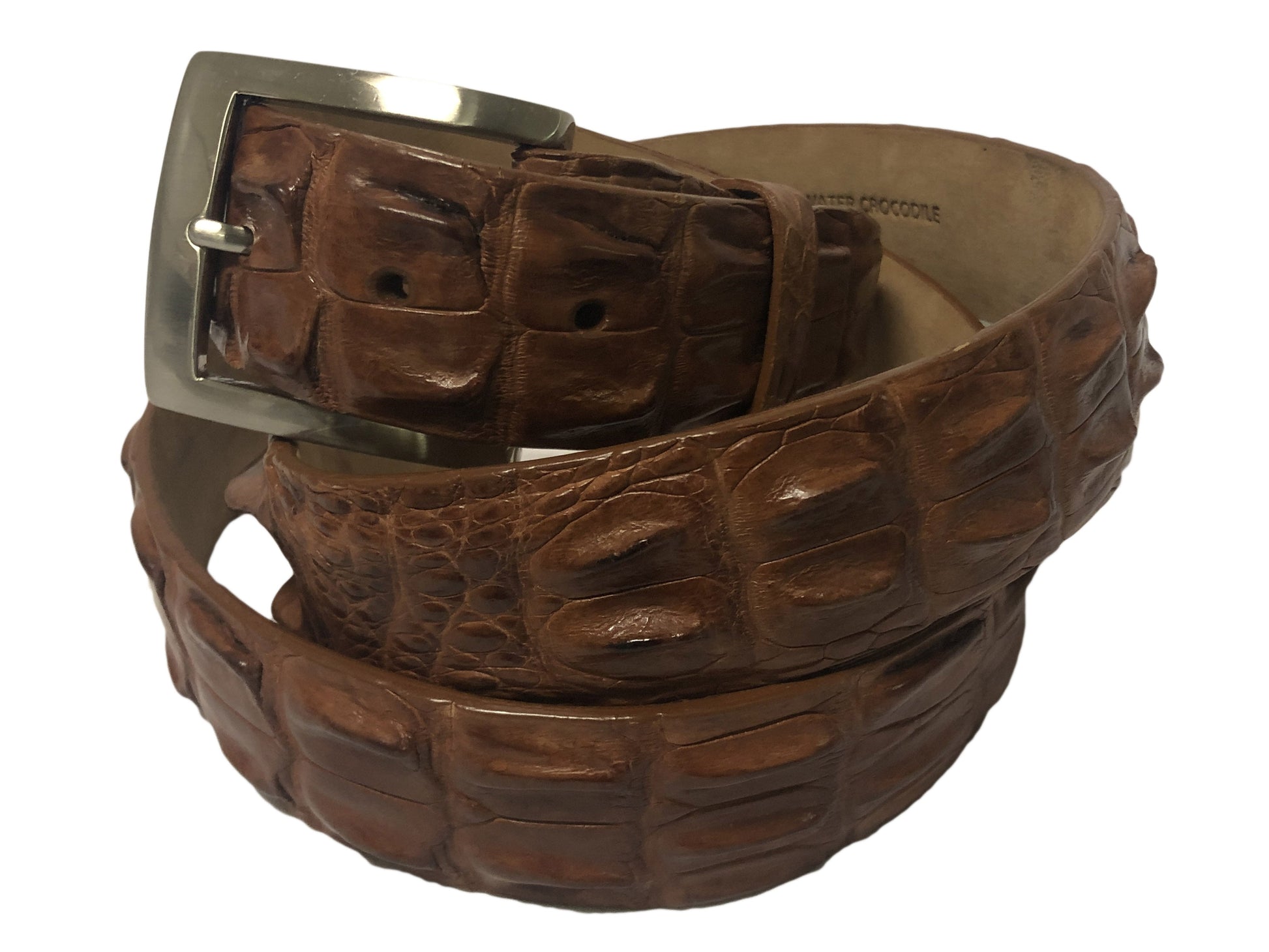 Caiman Skin Hornback Handpainted Belt Cognac - The Golf Guys Online