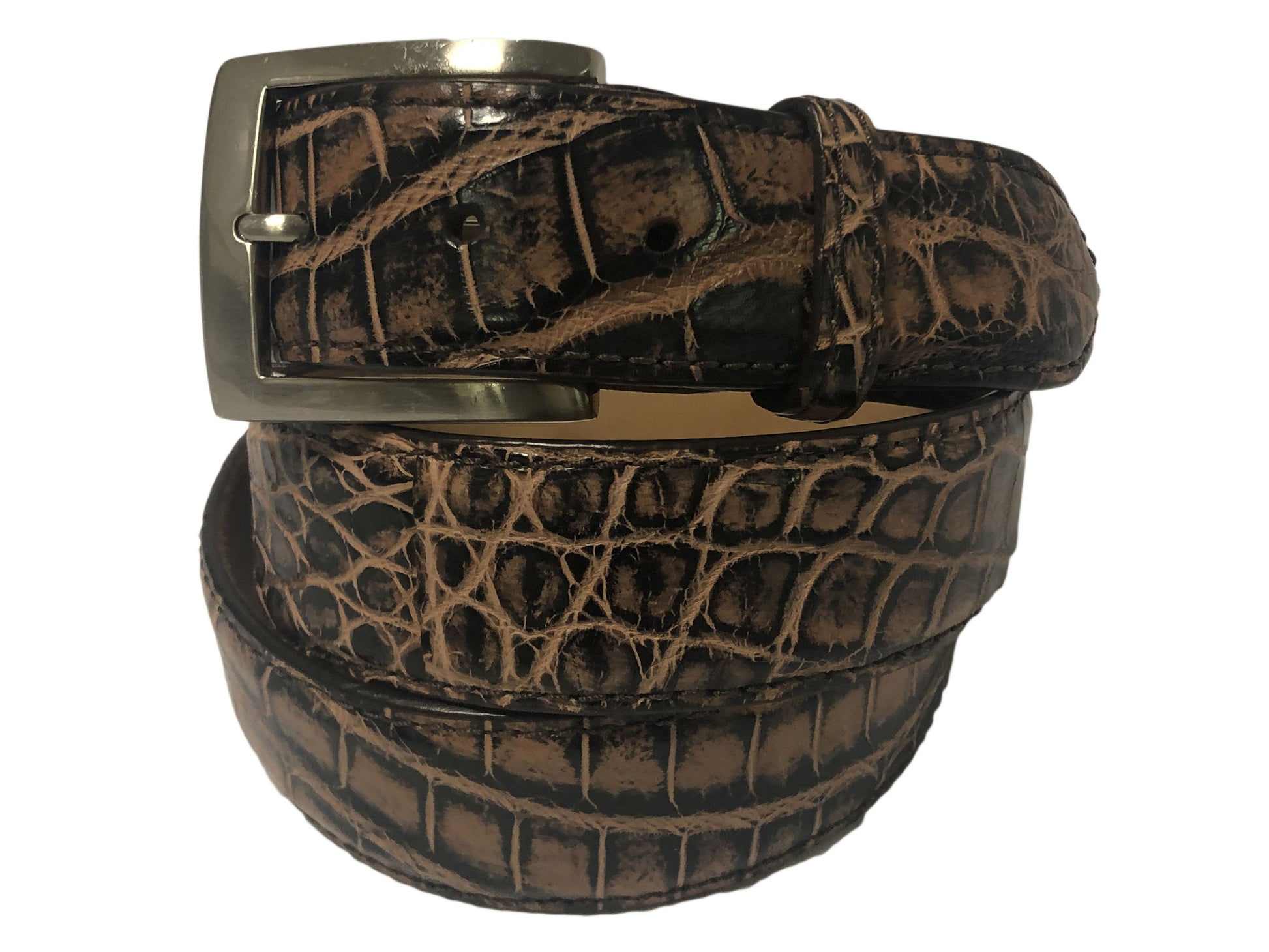 Alligator Skin Handpainted Belt Brown/Black - The Golf Guys Online