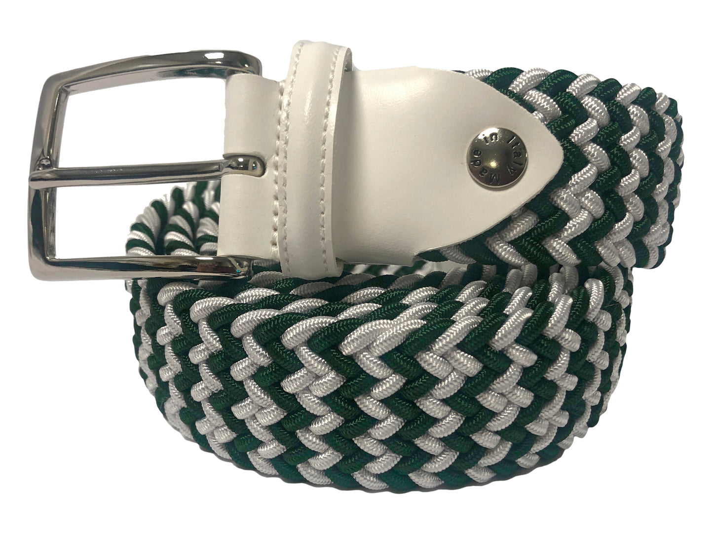 Cotton Stretch Belt Forest Green/White - The Golf Guys Online