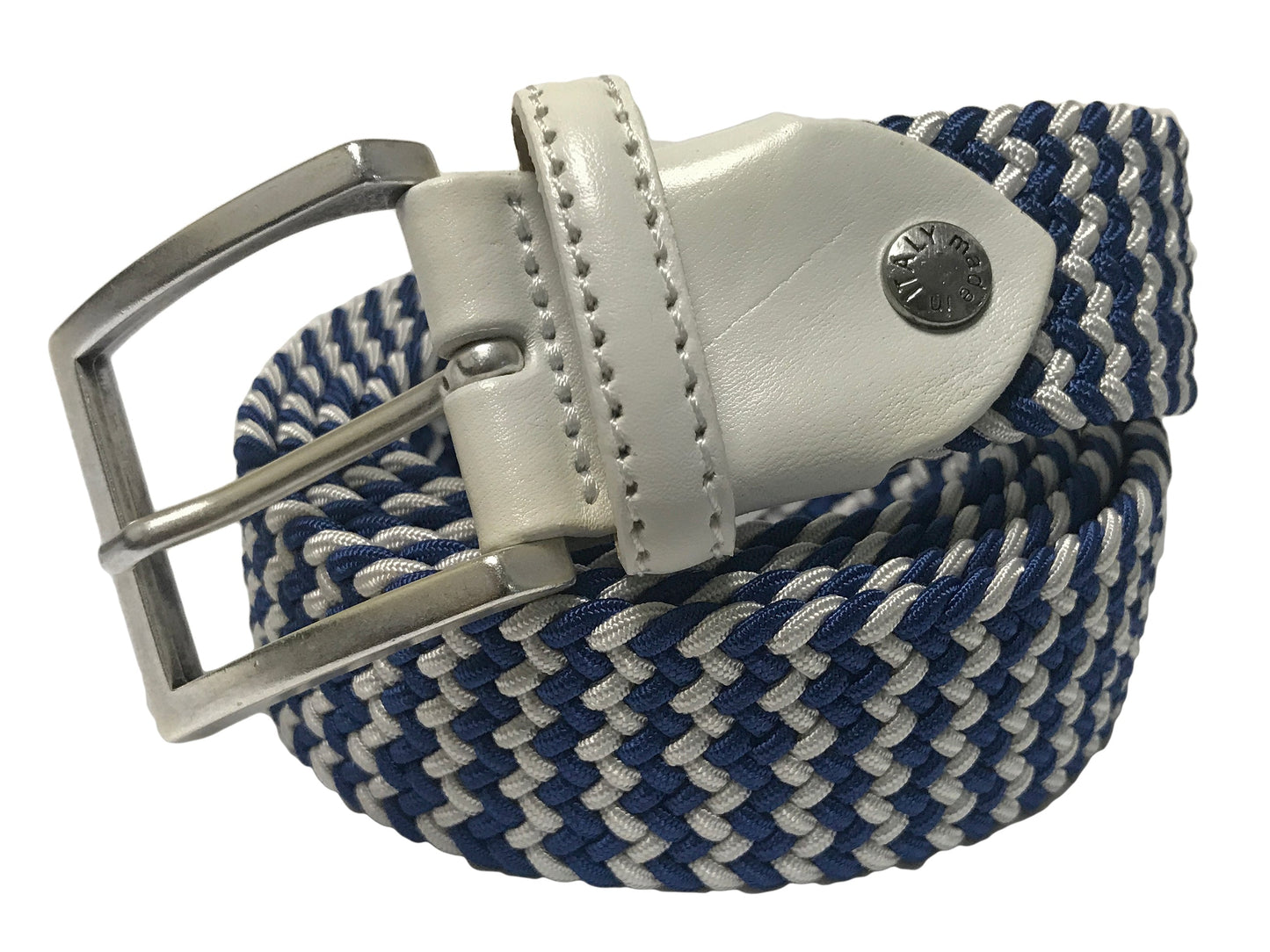 Cotton Stretch Belt Blue/White - The Golf Guys Online