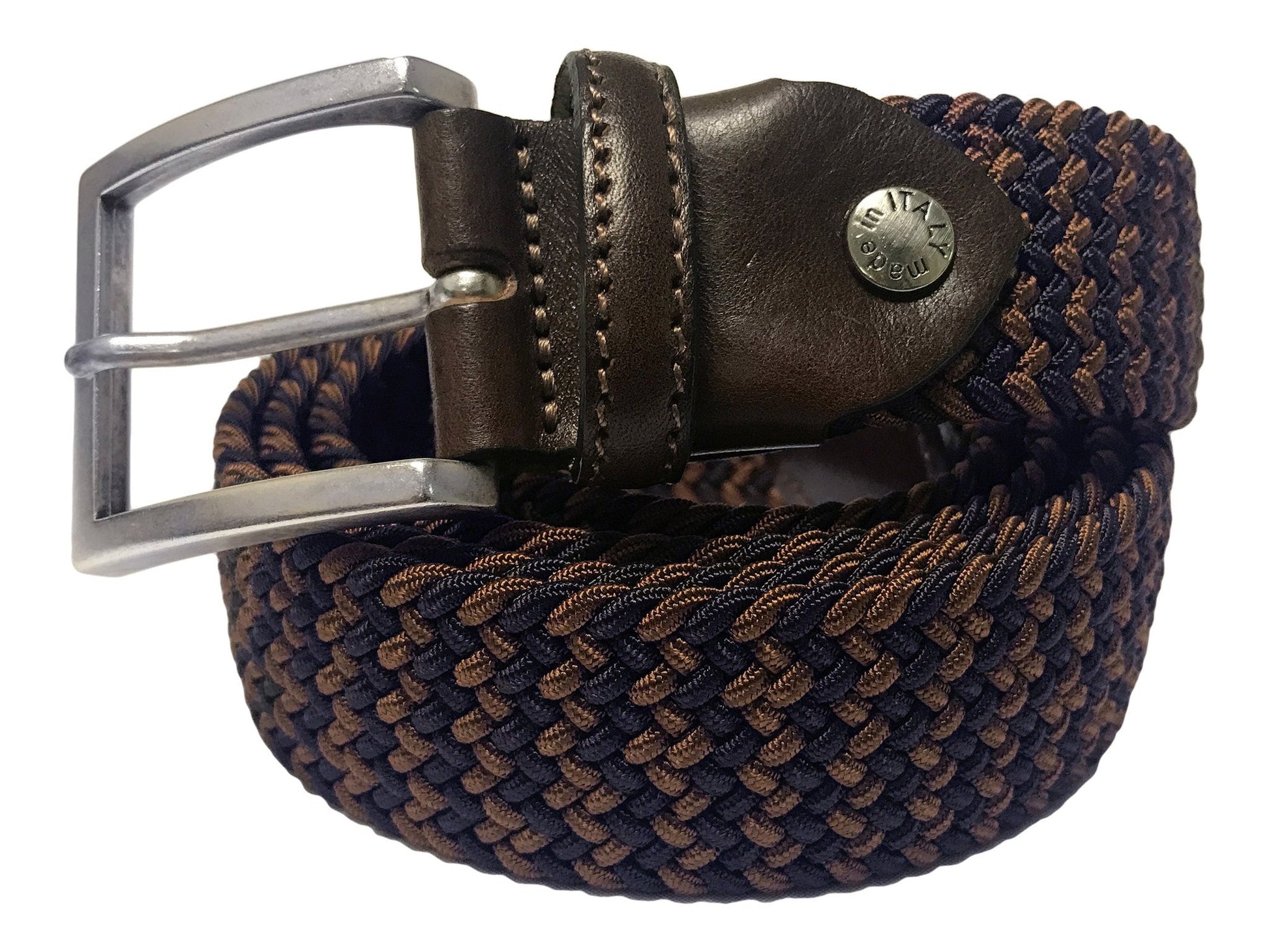 Cotton Stretch Belt Brown/Navy - The Golf Guys Online