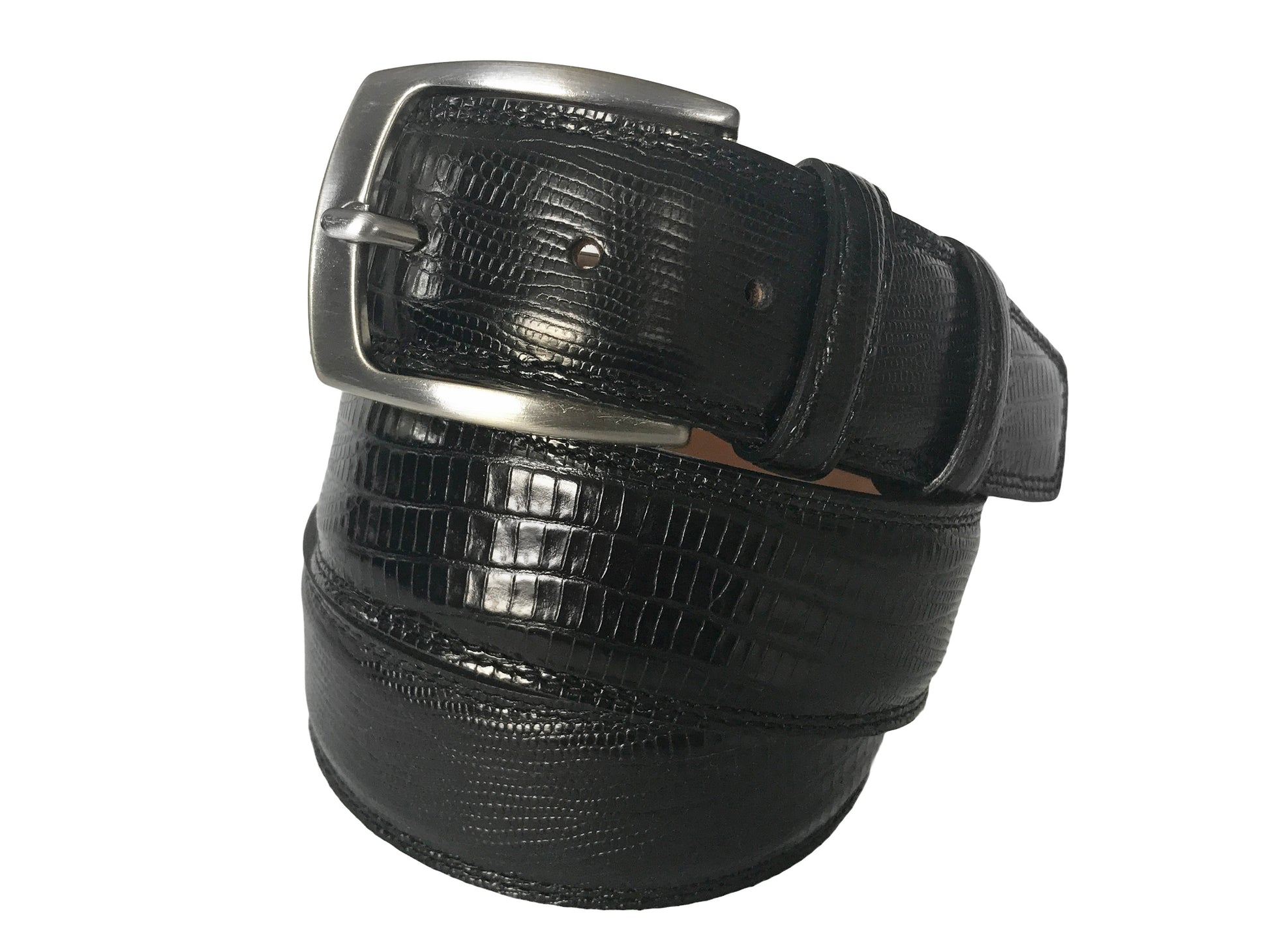 Calf Skin Lizard Embossed Belt Black - The Golf Guys Online