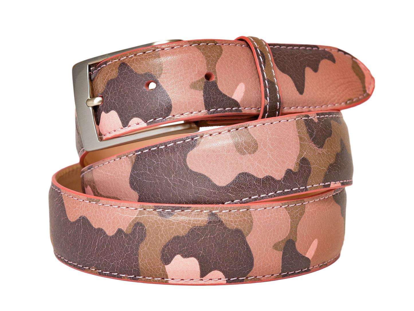 Calf Skin Pebble Belt Pink Camo - The Golf Guys Online