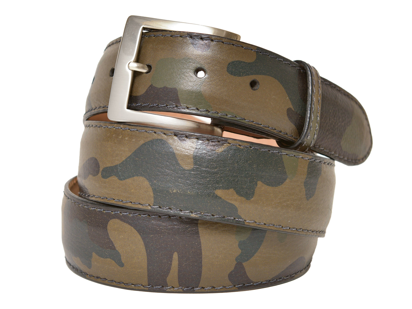Calf Skin Pebble Belt Green Camo - The Golf Guys Online