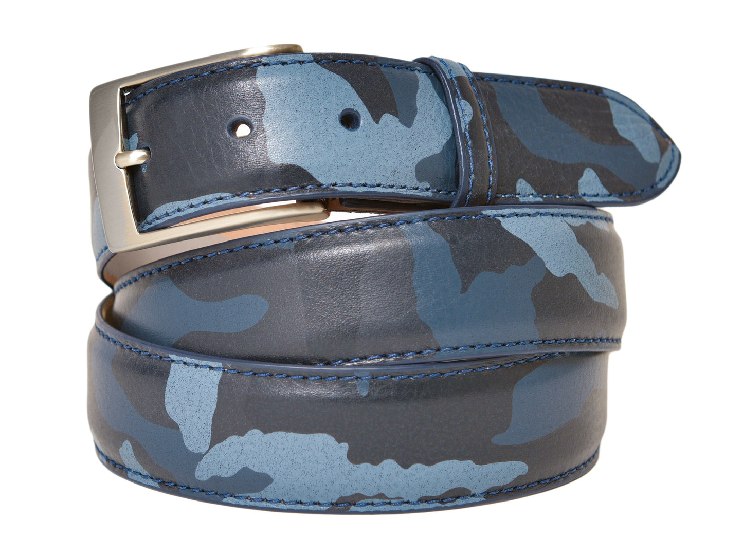 Calf Skin Pebble Belt Blue Camo - The Golf Guys Online