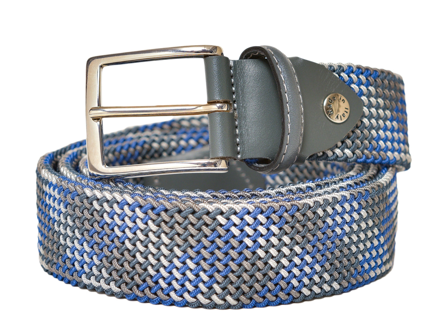 Cotton Stretch Belt Tubular Gray/Royal Blue - The Golf Guys Online