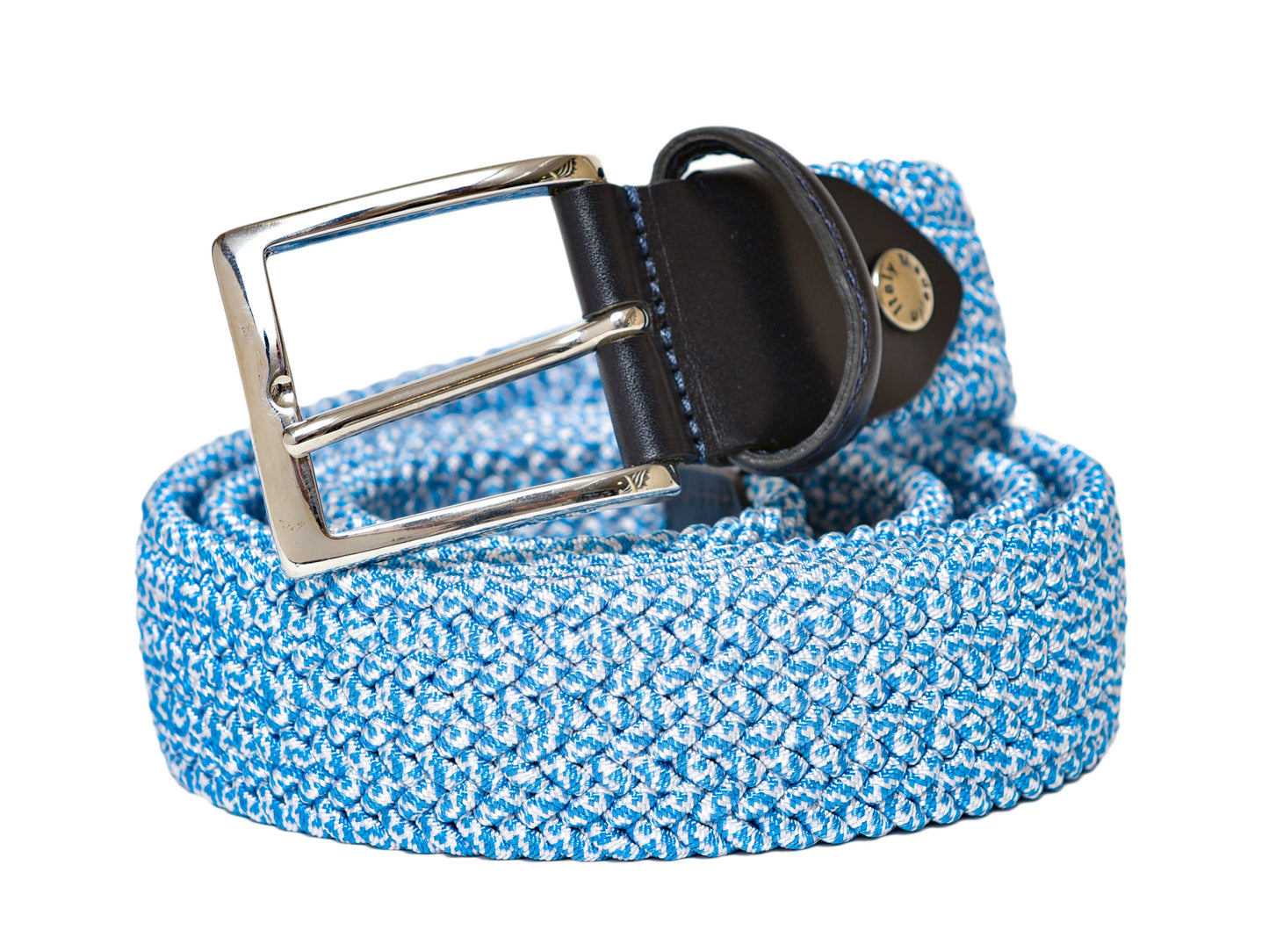 Cotton Stretch Belt Two-Tone White/Light Blue - The Golf Guys Online