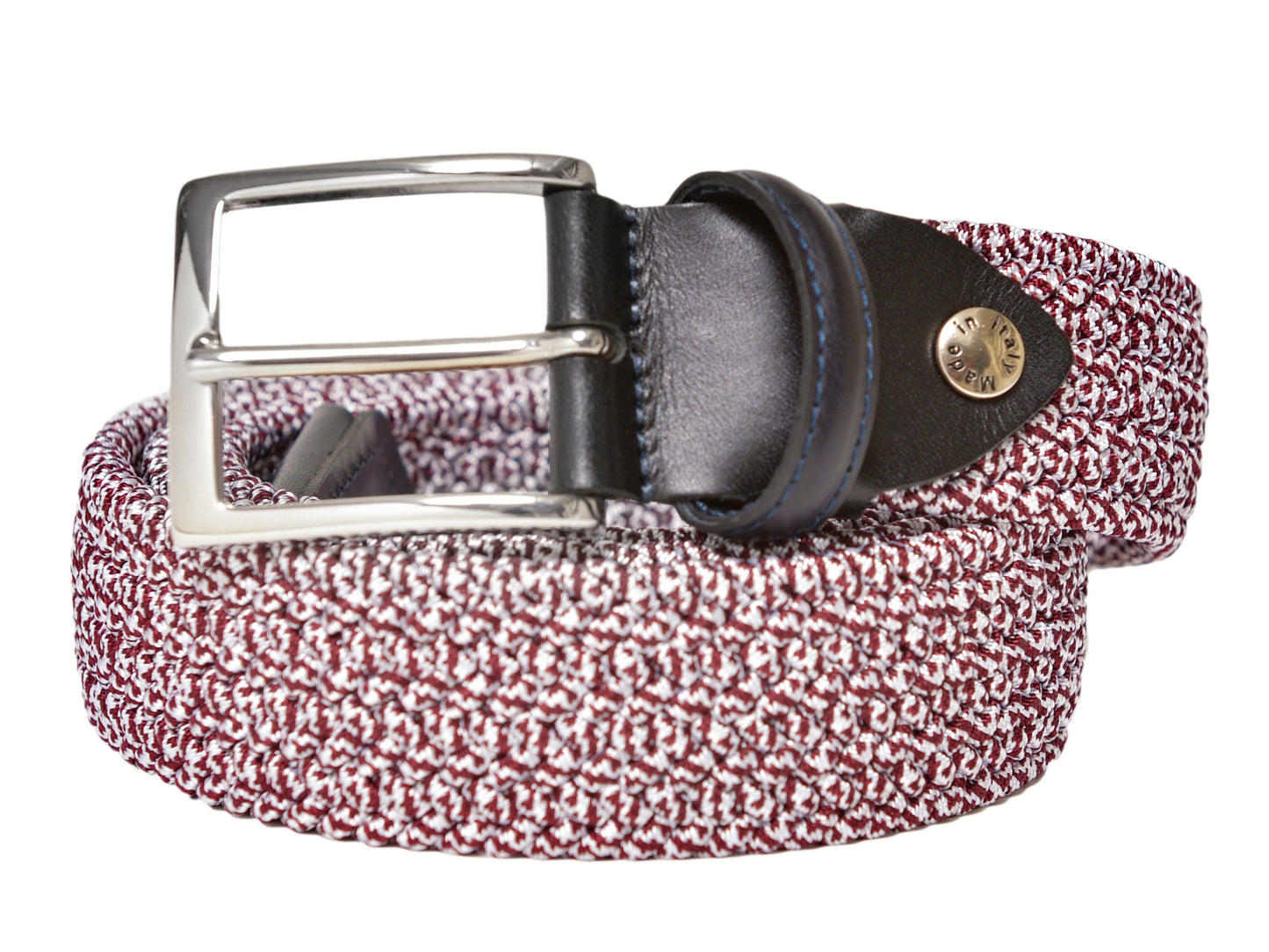 Cotton Stretch Belt Two-Tone White/Burgundy - The Golf Guys Online