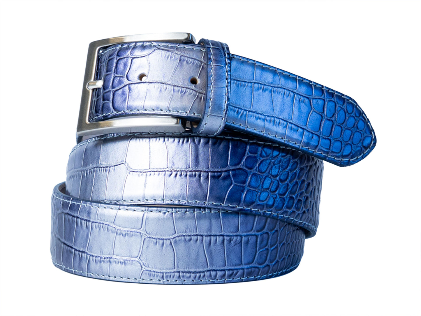Limited Edition Handpainted Calf Skin Alligator Embossed Belt Galaxy Purple - The Golf Guys Online