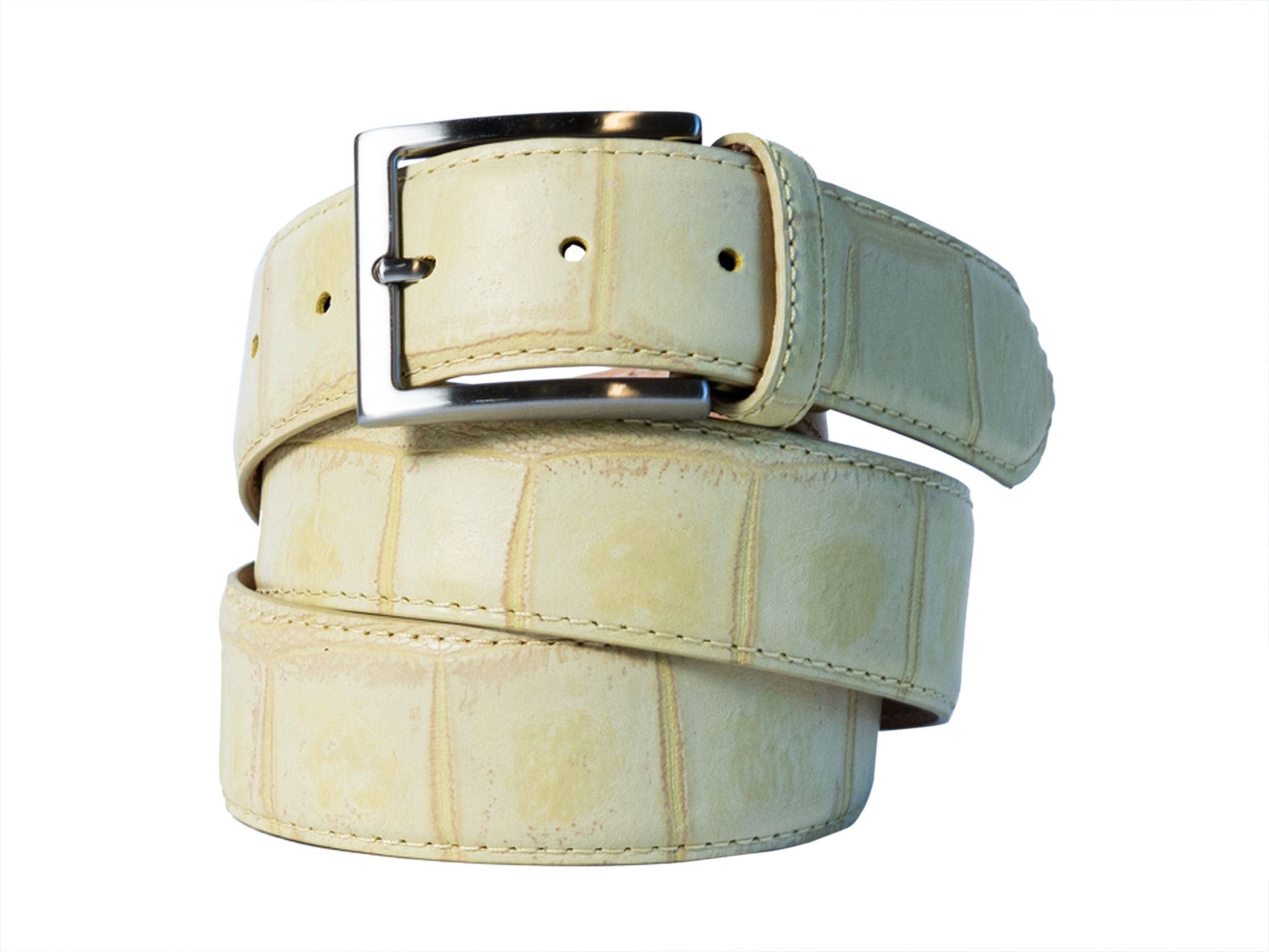 Limited Edition Calf Skin Alligator Embossed Belt Yellow - The Golf Guys Online