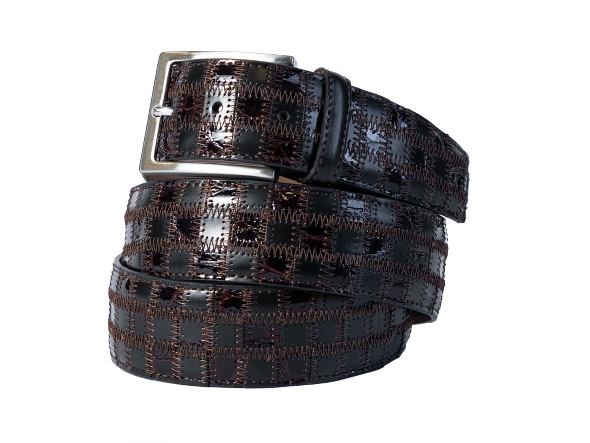 Limited Edition Duo-Skin Alligator Calf Patchwork Belt Brown - The Golf Guys Online