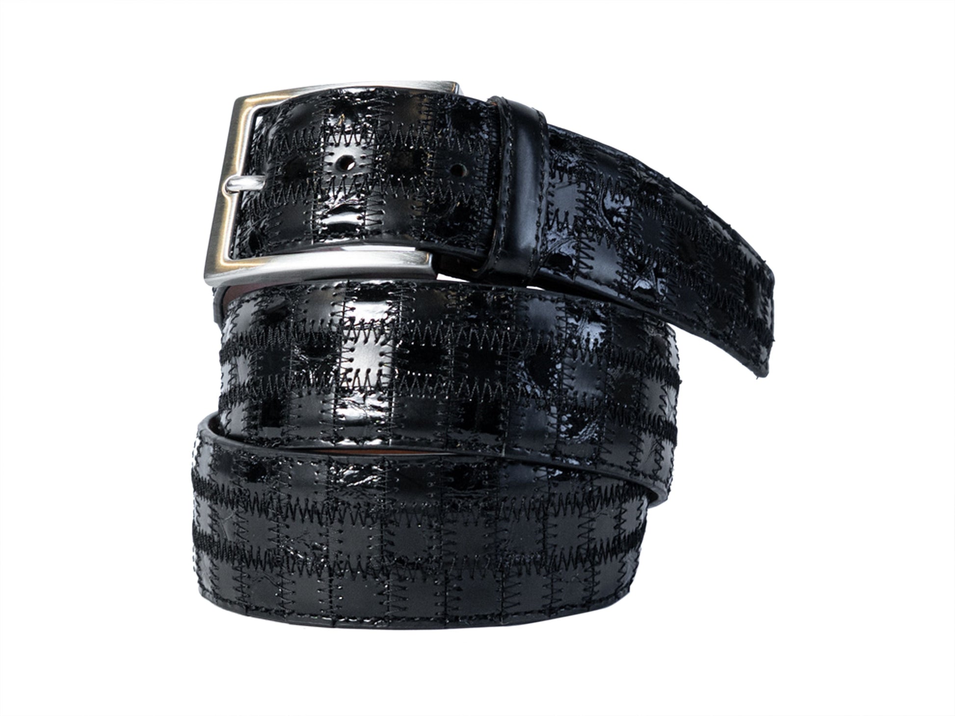 Limited Edition Duo-Skin Alligator Calf Patchwork Belt Black - The Golf Guys Online