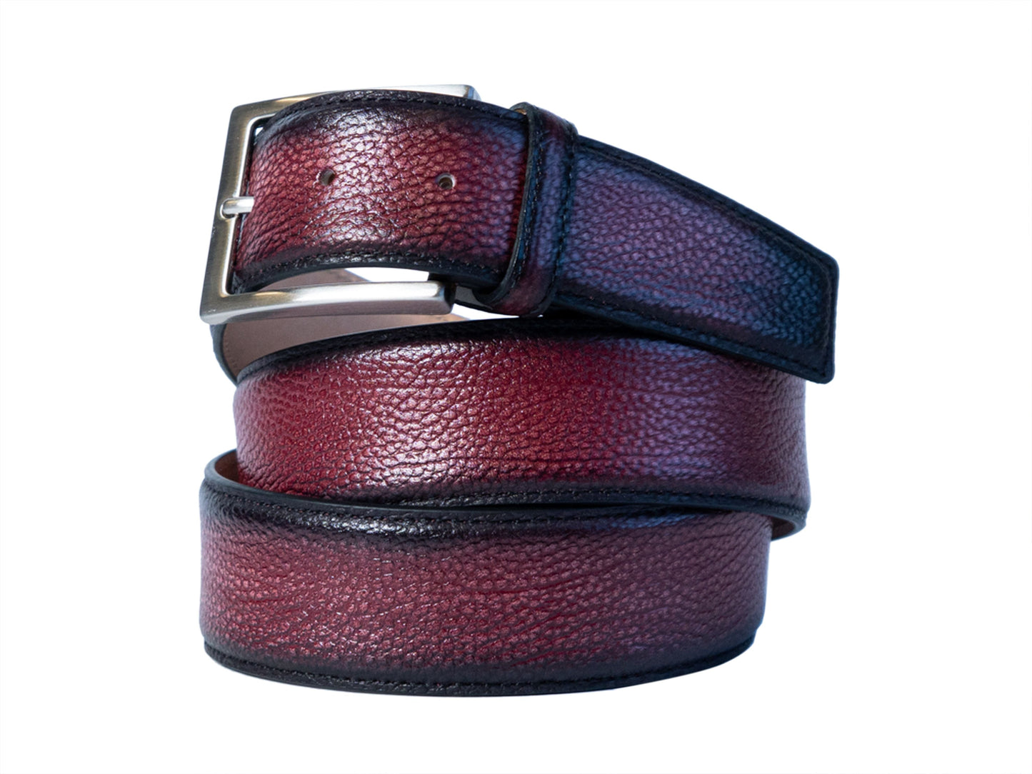 Limited Edition Handpainted Calf Skin Pebble Belt Burgundy - The Golf Guys Online