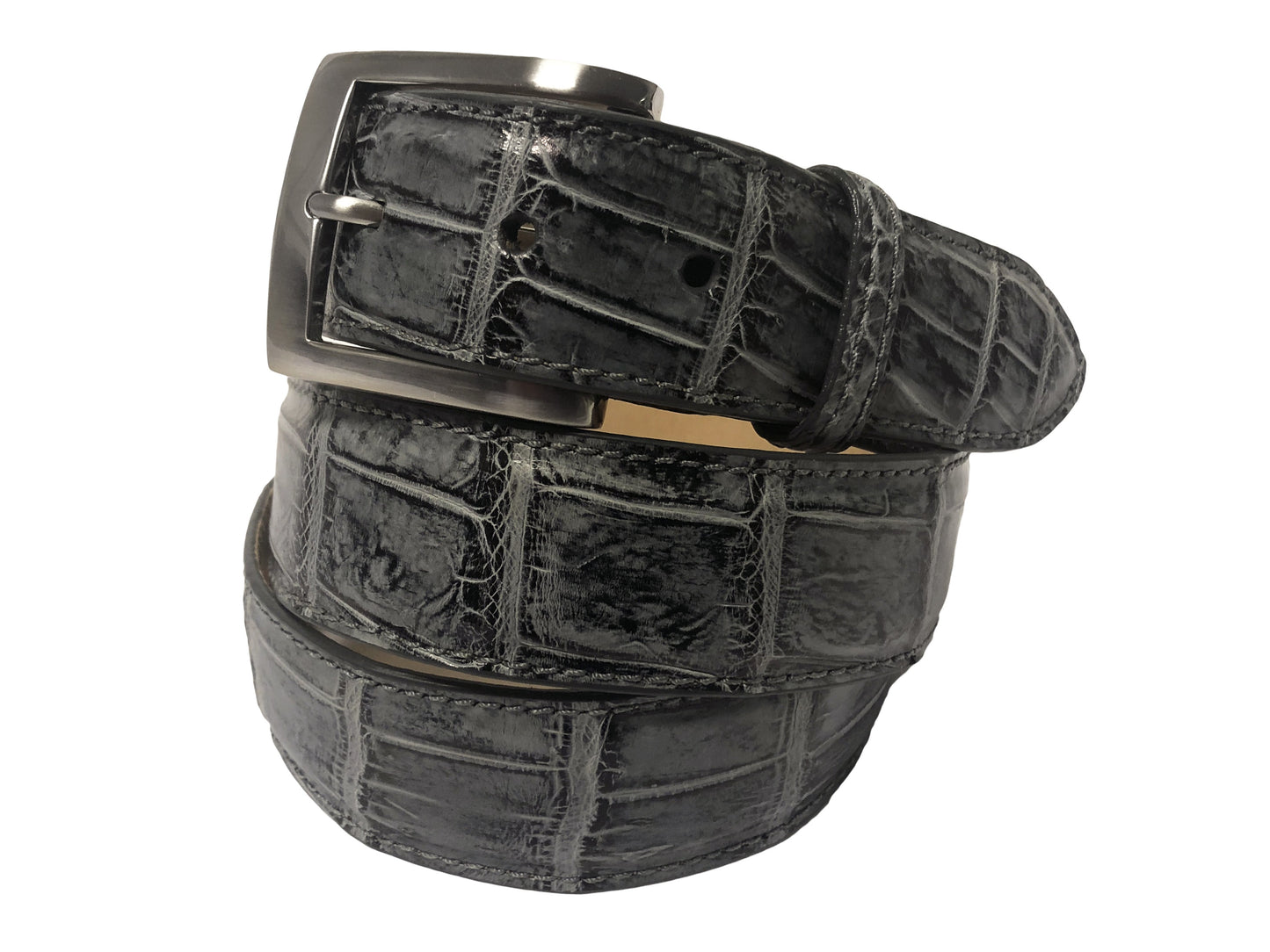 Alligator Skin Handpainted Belt Gray/Black - The Golf Guys Online