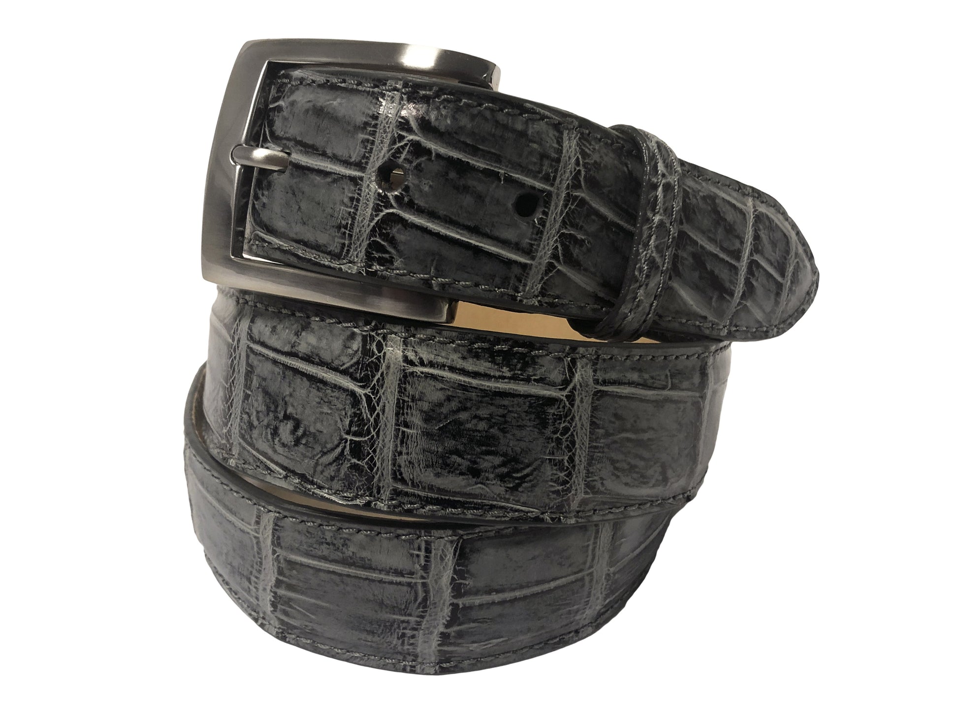 Alligator Skin Handpainted Belt Gray/Black - The Golf Guys Online