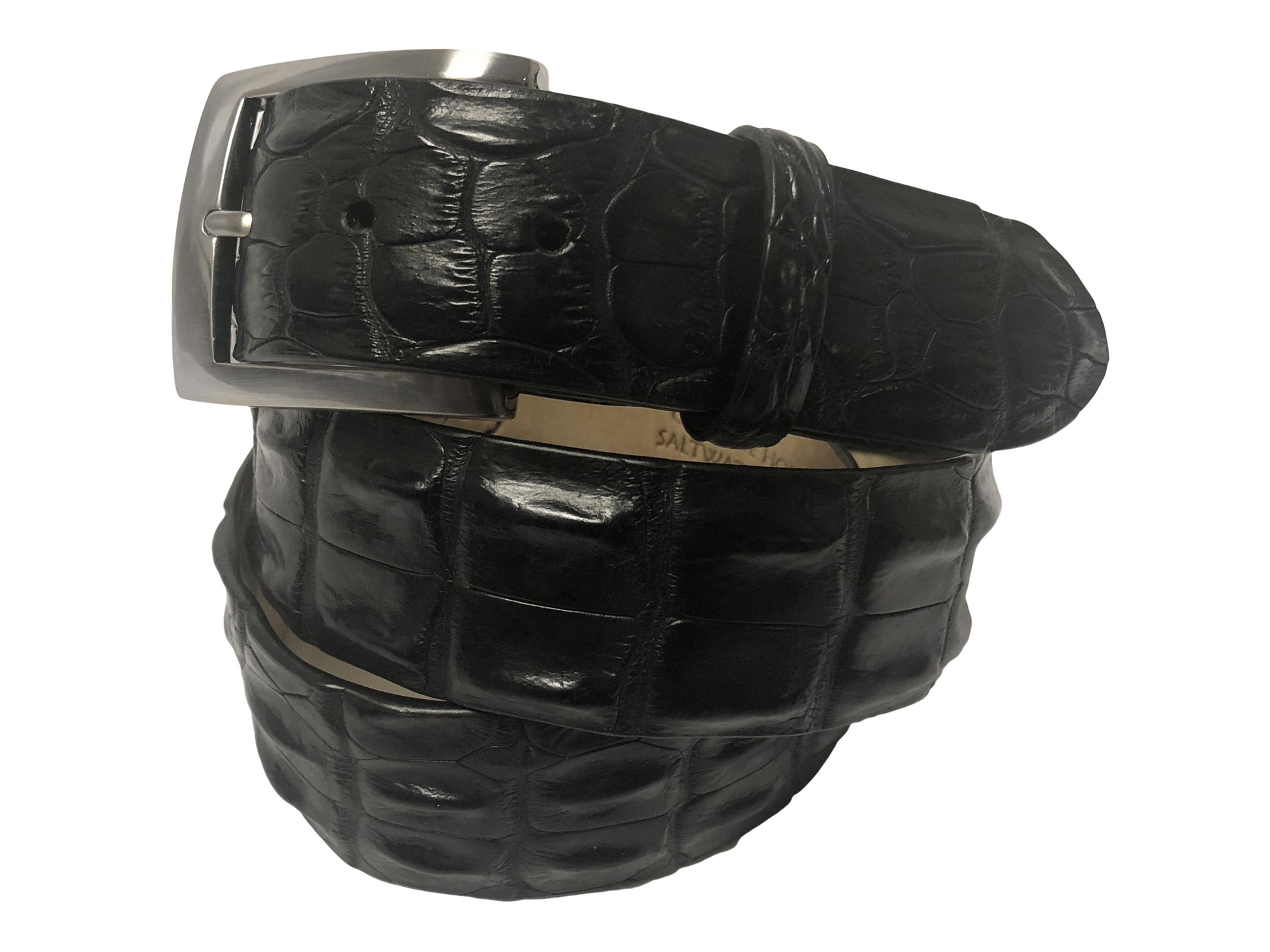 Caiman Skin Hornback Belt Black - The Golf Guys Online