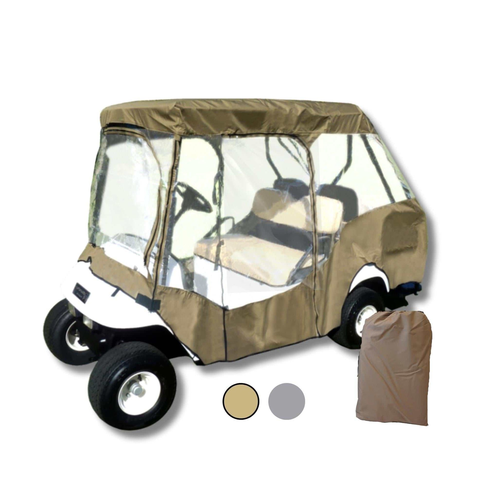 2+2 Passenger Golf Cart Driving Enclosure Cover (4 Passenger Short Roof 58") Taupe