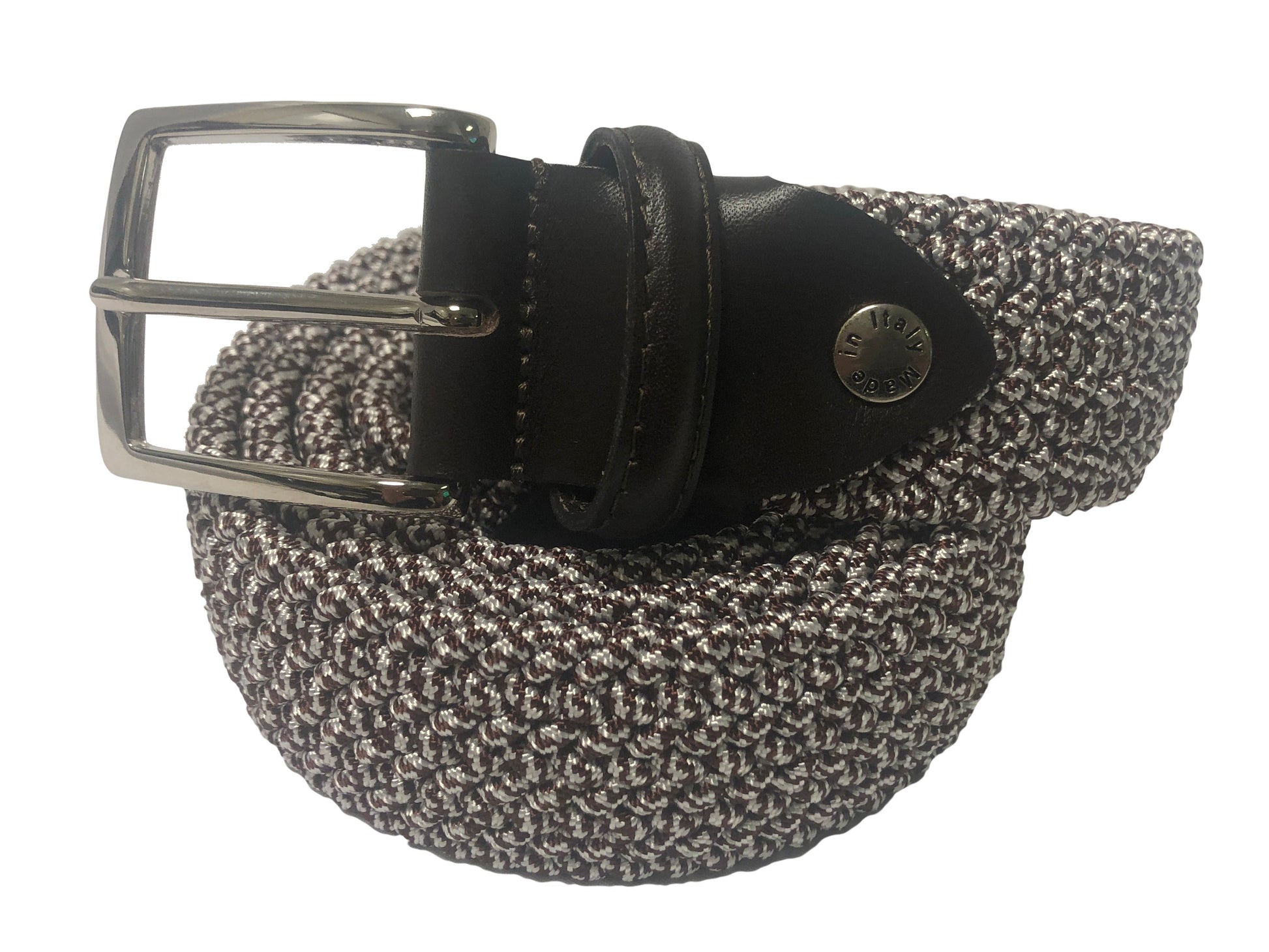 Cotton Stretch Belt Two-Tone Brown/White - The Golf Guys Online