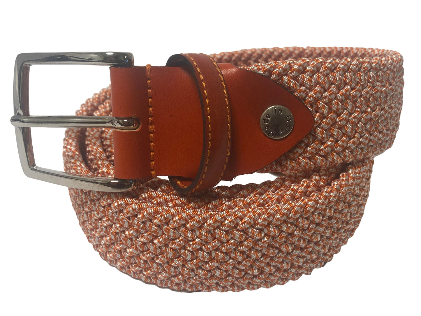 Cotton Stretch Belt Two-Tone Light Orange/White - The Golf Guys Online