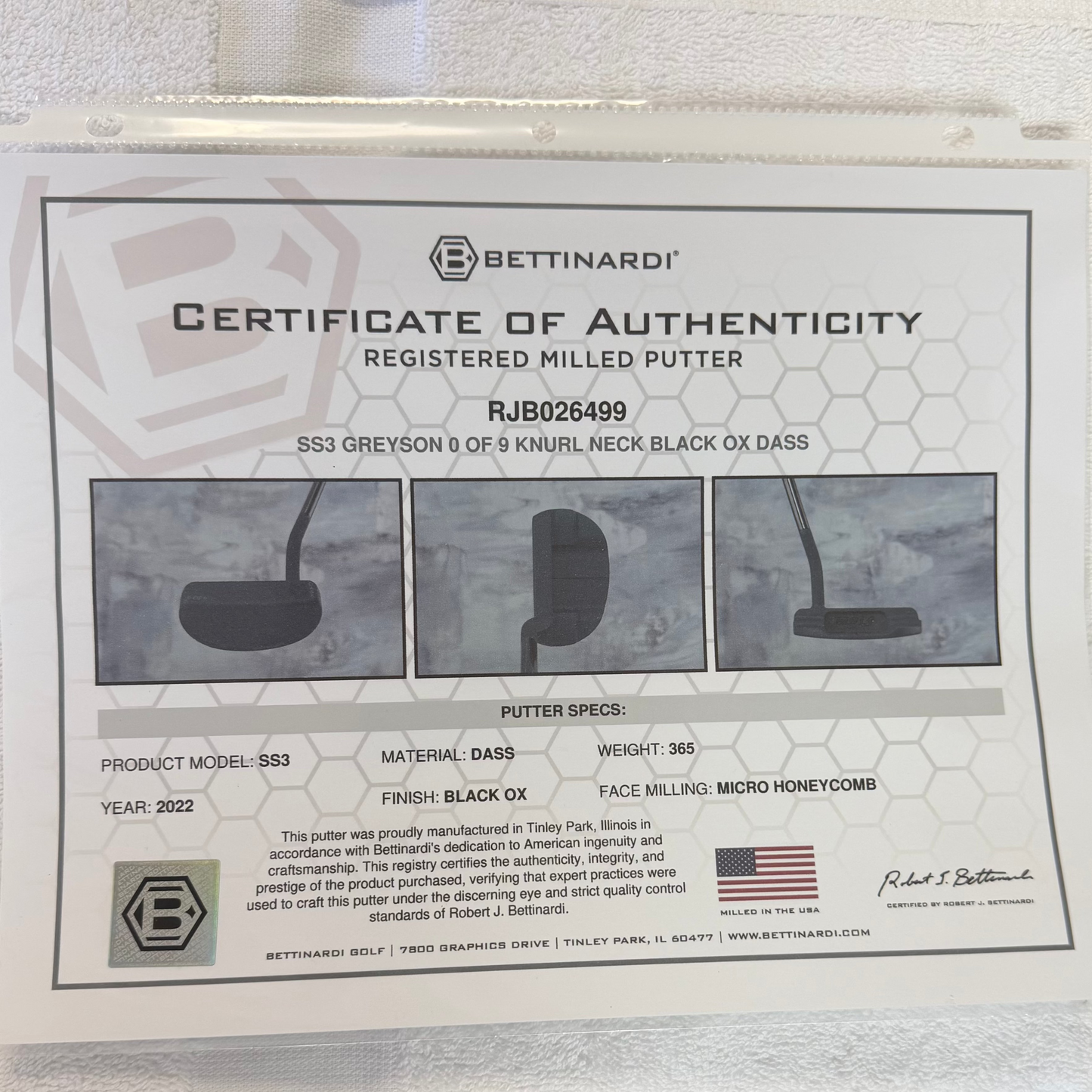 Pre-Owned Bettinardi x Greyson Dass Limited Right Hand Mid Mallet Putter #0 of 9 (COA INCLUDED) W/ 35 Inch Black Steel Shaft (Above Average)